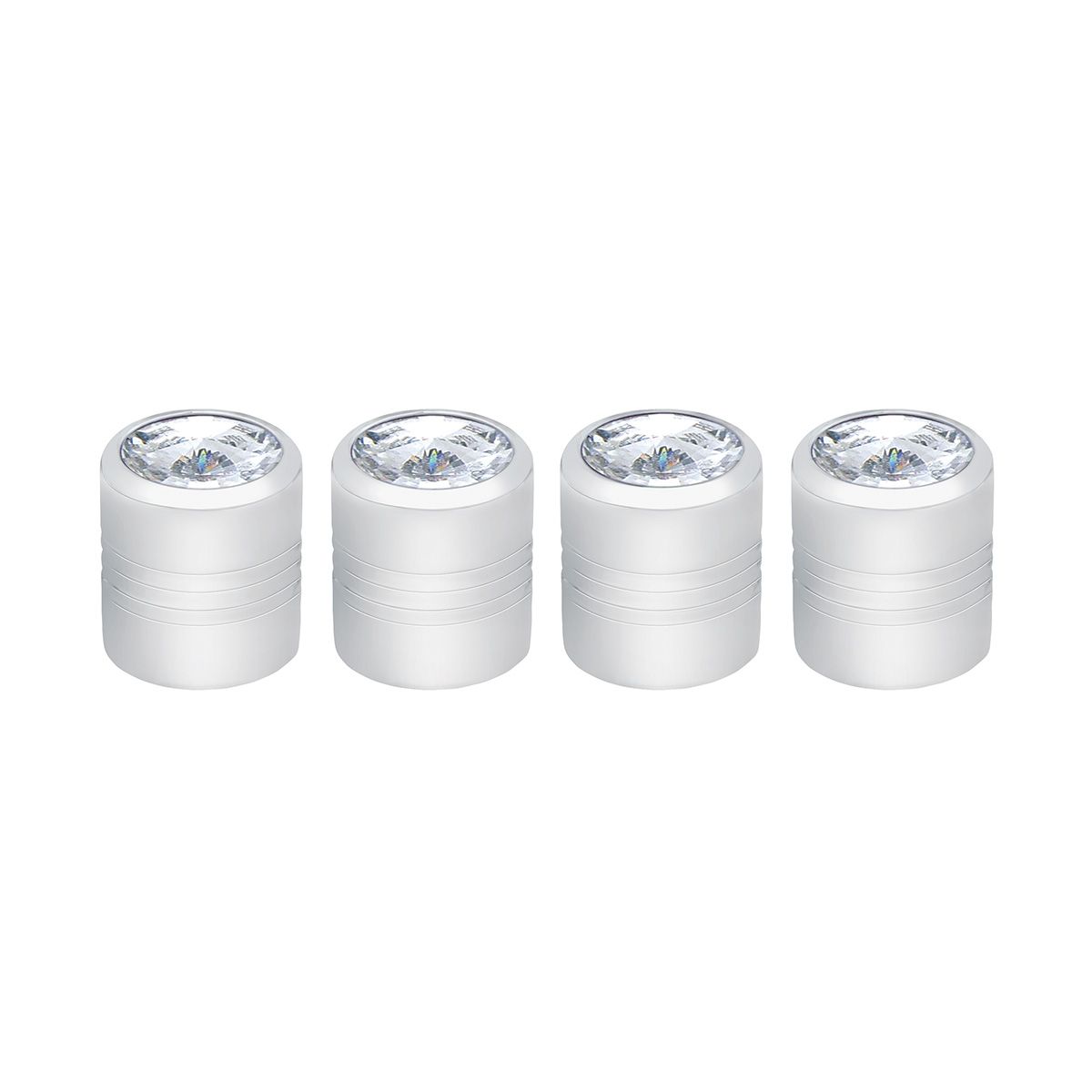 Chrome Round Valve Caps With Clear Crystal (4-Pack)
