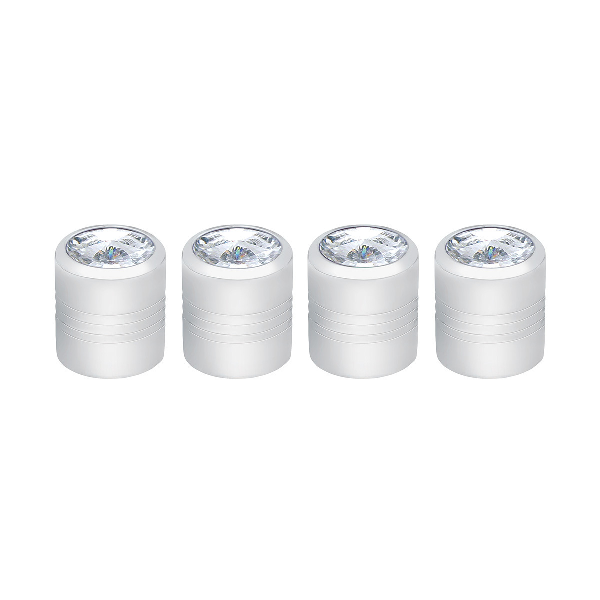Chrome Round Valve Caps With Clear Crystal (4-Pack) - Thumbnail 3