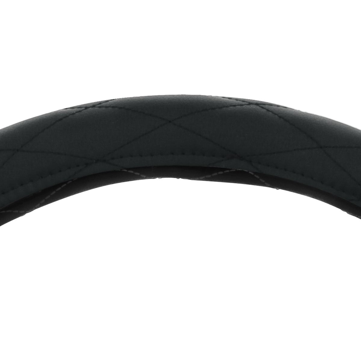 18" Crystal Stitched Leather Steering Wheel Cover - Black Stitching - Thumbnail 3