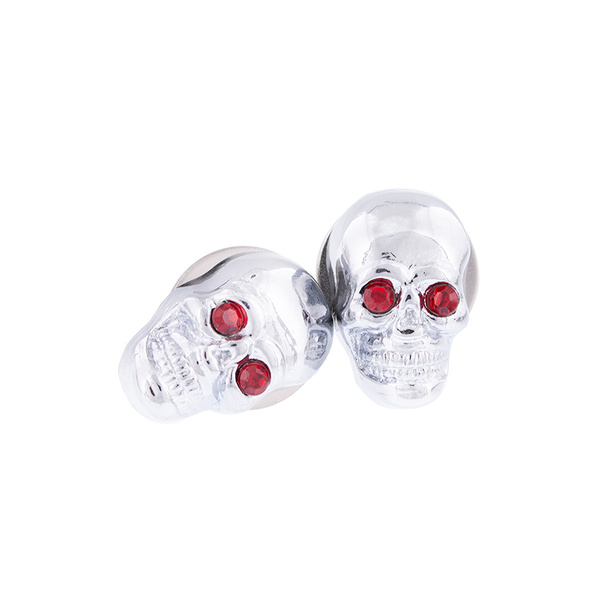Chrome Skull With Jewel Eyes License Plate Fastener (2-Pack) - Thumbnail 4