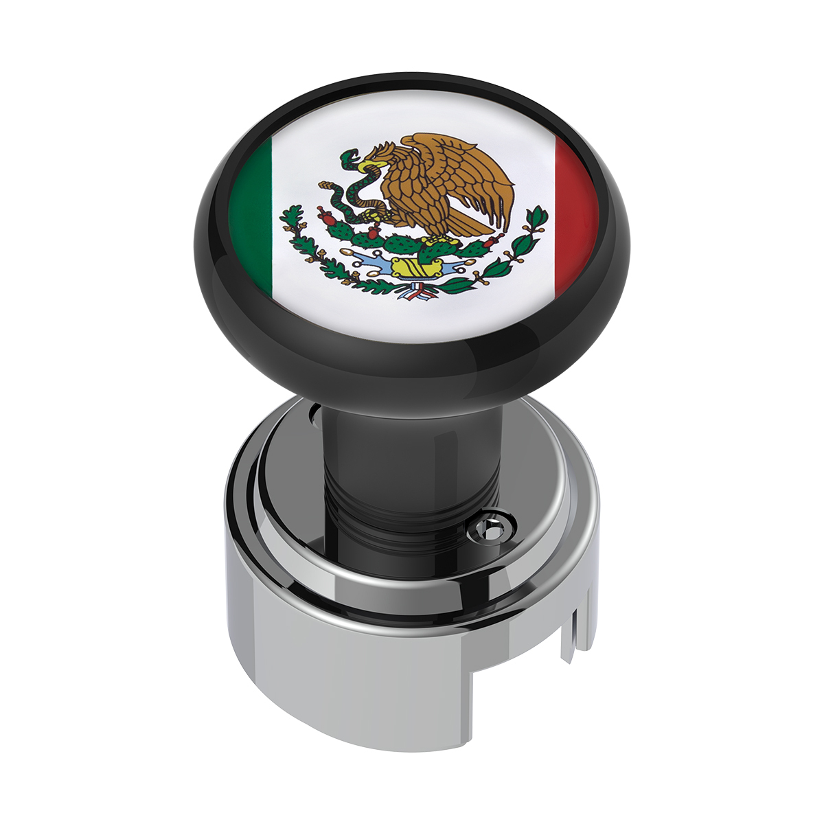 Thread-On Gearshift Knob With 13/15/18 Speed Adapter & Mexico Flag Sticker - Black - Thumbnail 5