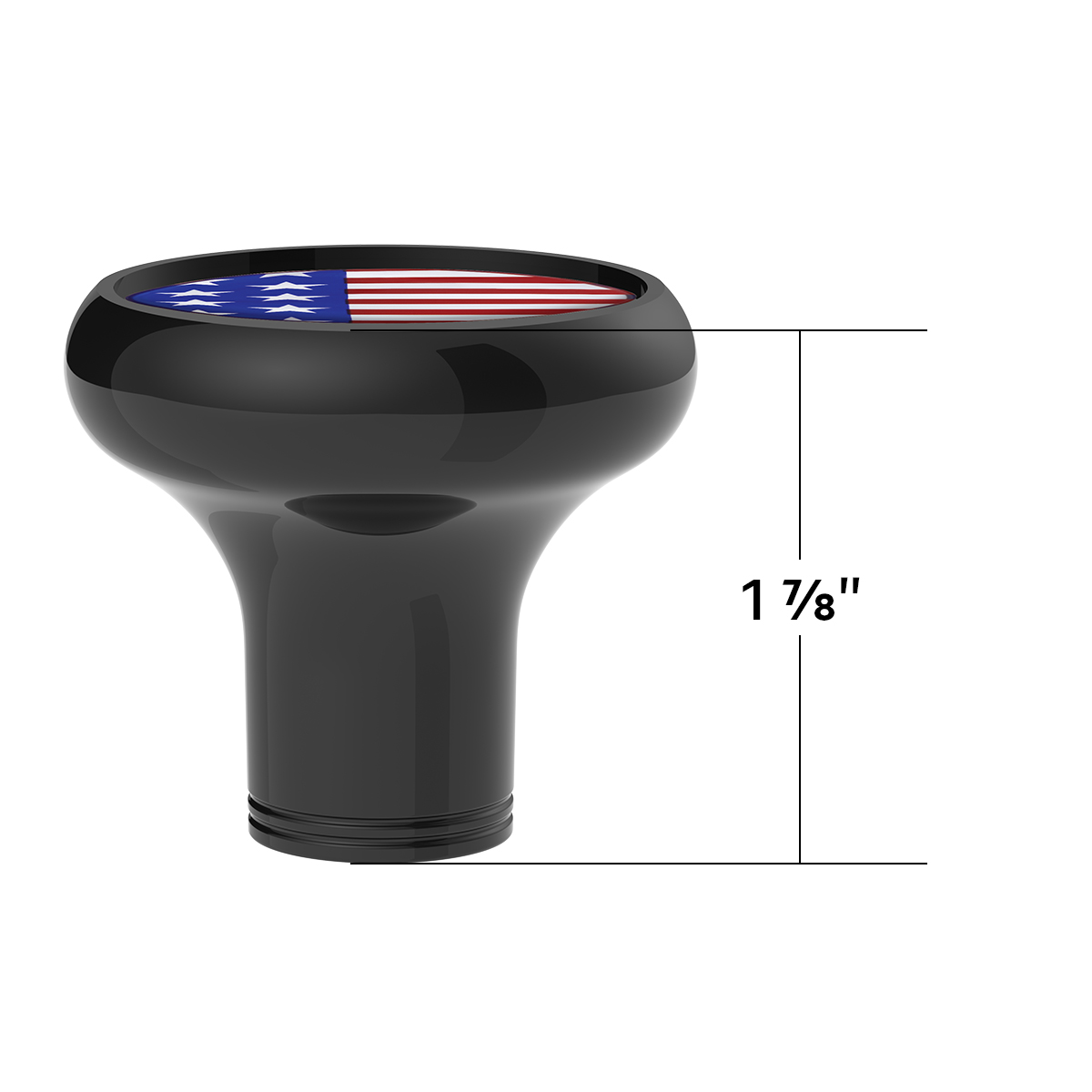 1/2"-13 Thread-On Gearshift Knob With USA Flag Sticker - Black - Thumbnail 4