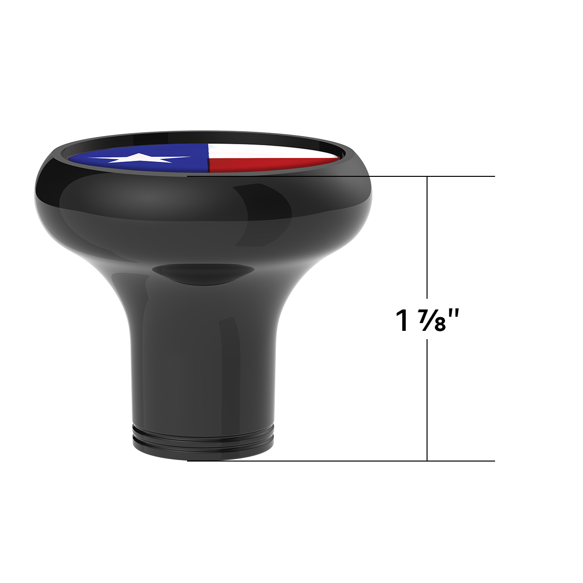 1/2"-13 Thread-On Gearshift Knob With Texas Flag Sticker - Black - Thumbnail 4