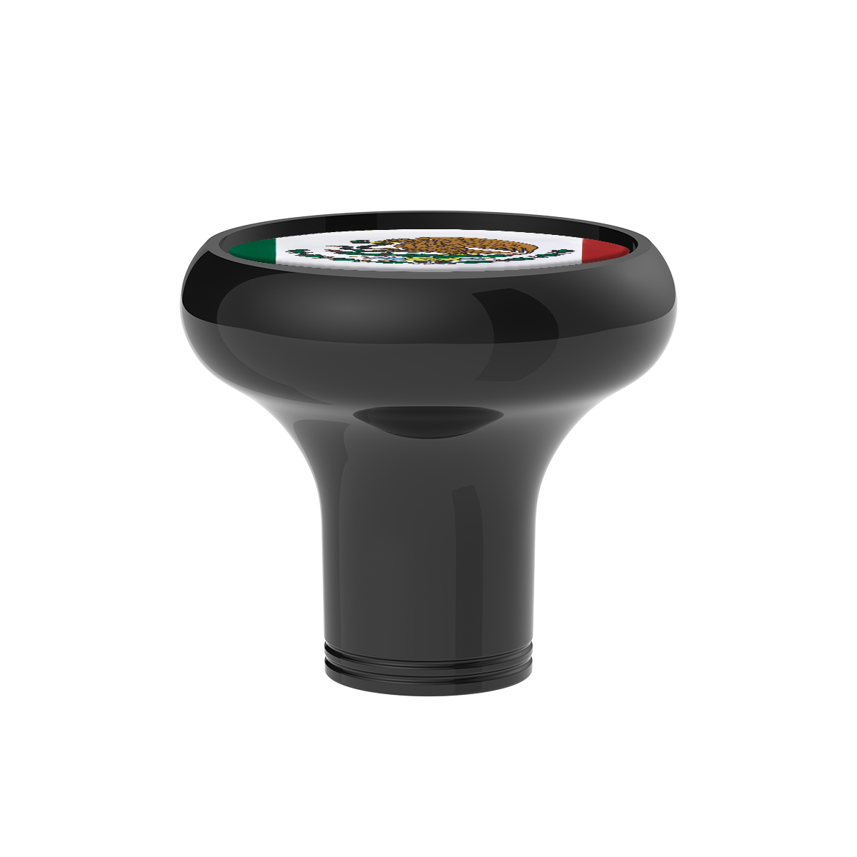 1/2"-13 Thread-On Gearshift Knob With Mexico Flag Sticker - Black - Thumbnail 2
