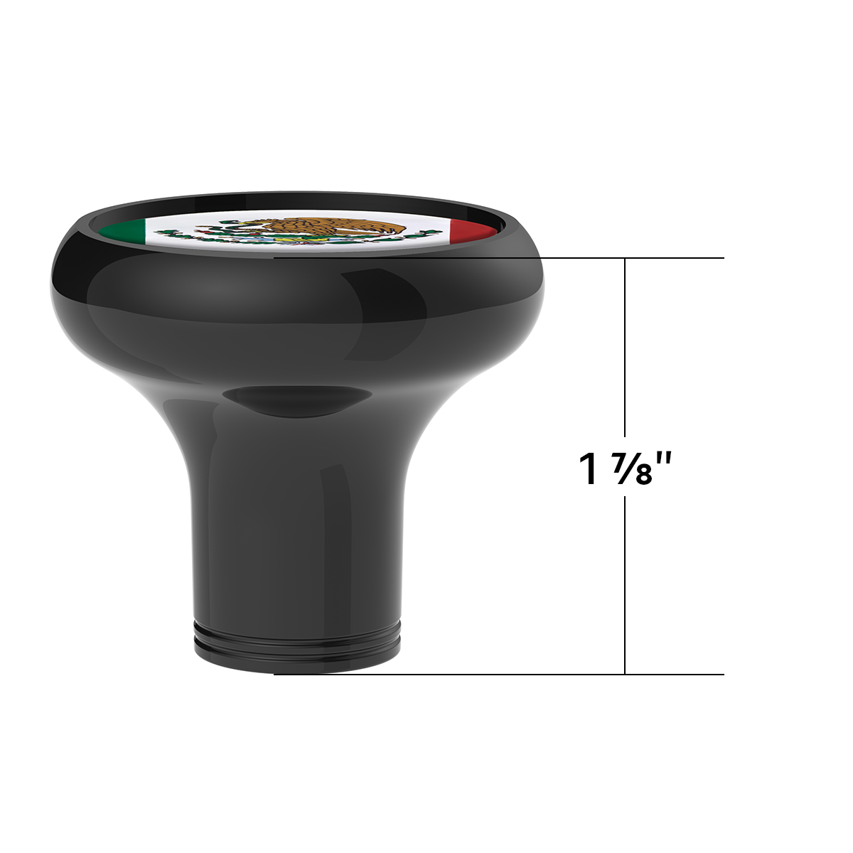 1/2"-13 Thread-On Gearshift Knob With Mexico Flag Sticker - Black - Thumbnail 4