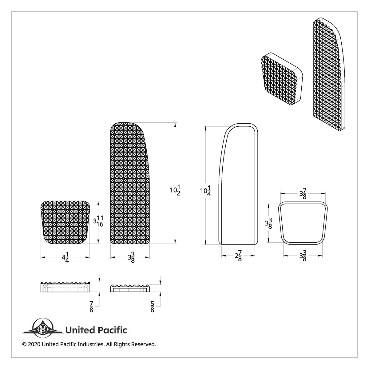 Chrome Billet Aluminum Diamond Pedal Set For 2008-2017 Freightliner Cascadia/Coronado/M3 - Thumbnail 6