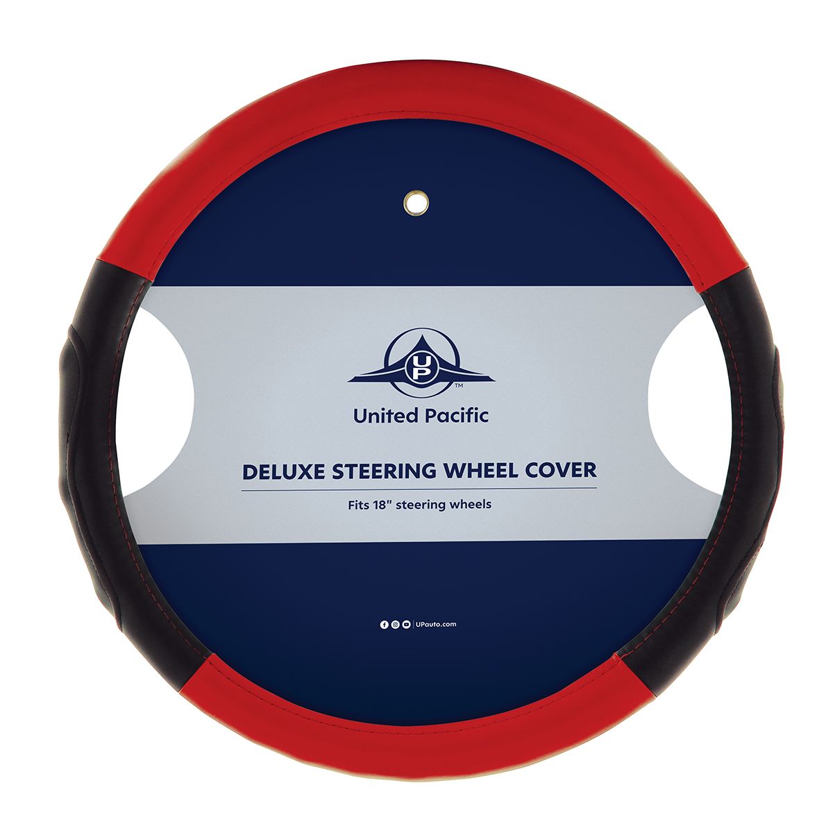 18" Duo Tone Steering Wheel Cover - Black & Red