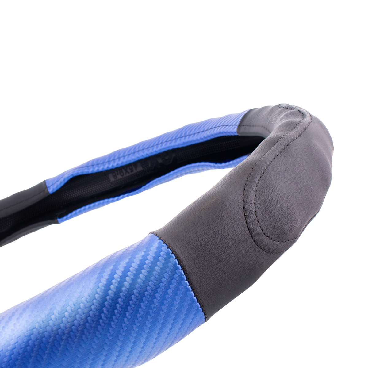 18" Carbon Fiber Pattern Steering Wheel Cover - Blue Stitching - Thumbnail 5