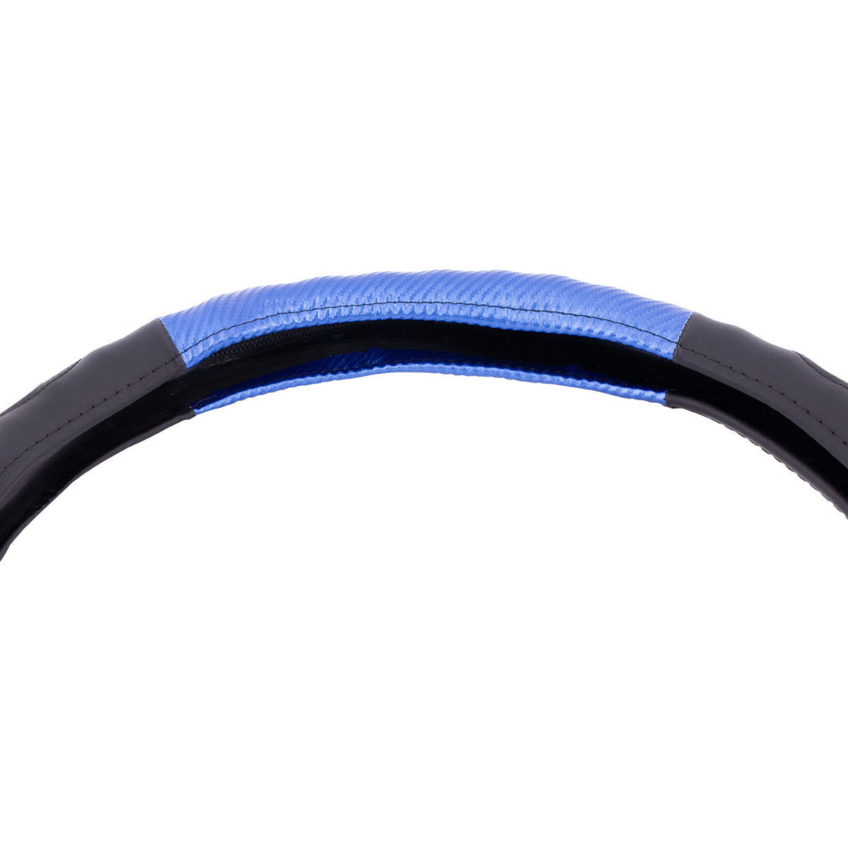 18" Carbon Fiber Pattern Steering Wheel Cover - Blue Stitching - Thumbnail 7