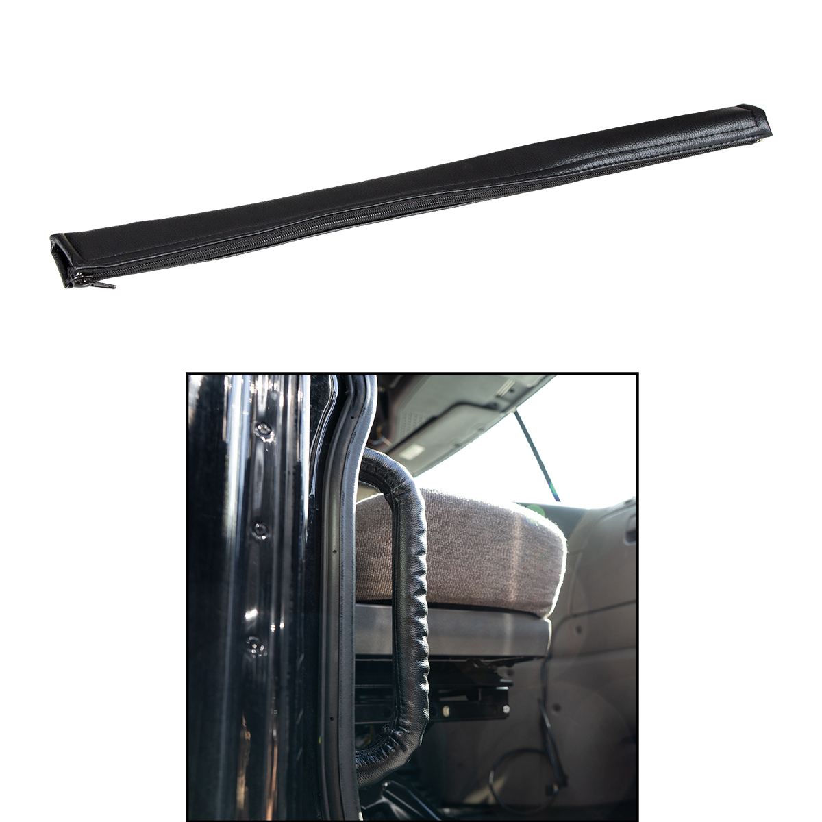 20.5" Driver Assist Grab Bar Cover - Black Engineered Leather - Thumbnail 4
