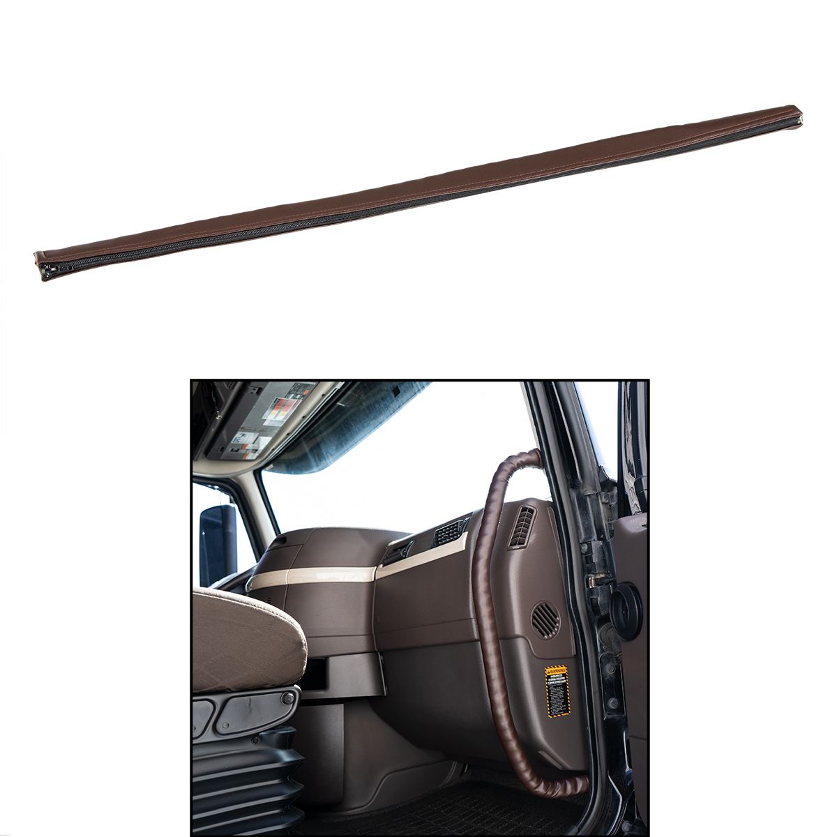 35" Driver Assist Grab Bar Cover - Brown Engineered Leather