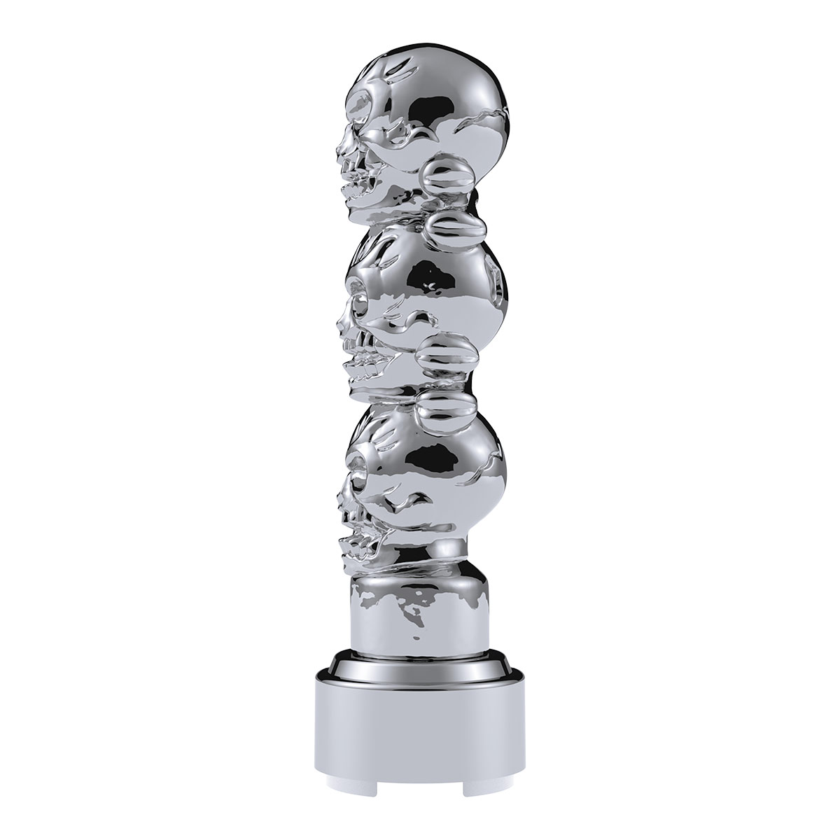 Thread-On 3-Skulls Gearshift Knob With Adapter For Eaton-Fuller 9/10 Speed Shifter-Chrome - Thumbnail 3