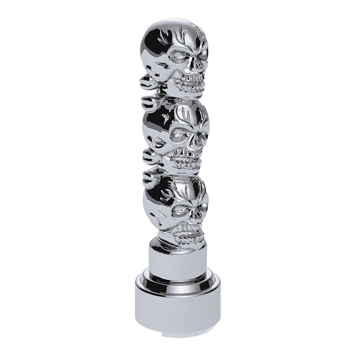 Thread-On 3-Skulls Gearshift Knob With Adapter For Eaton-Fuller 9/10 Speed Shifter-Chrome - Thumbnail 7