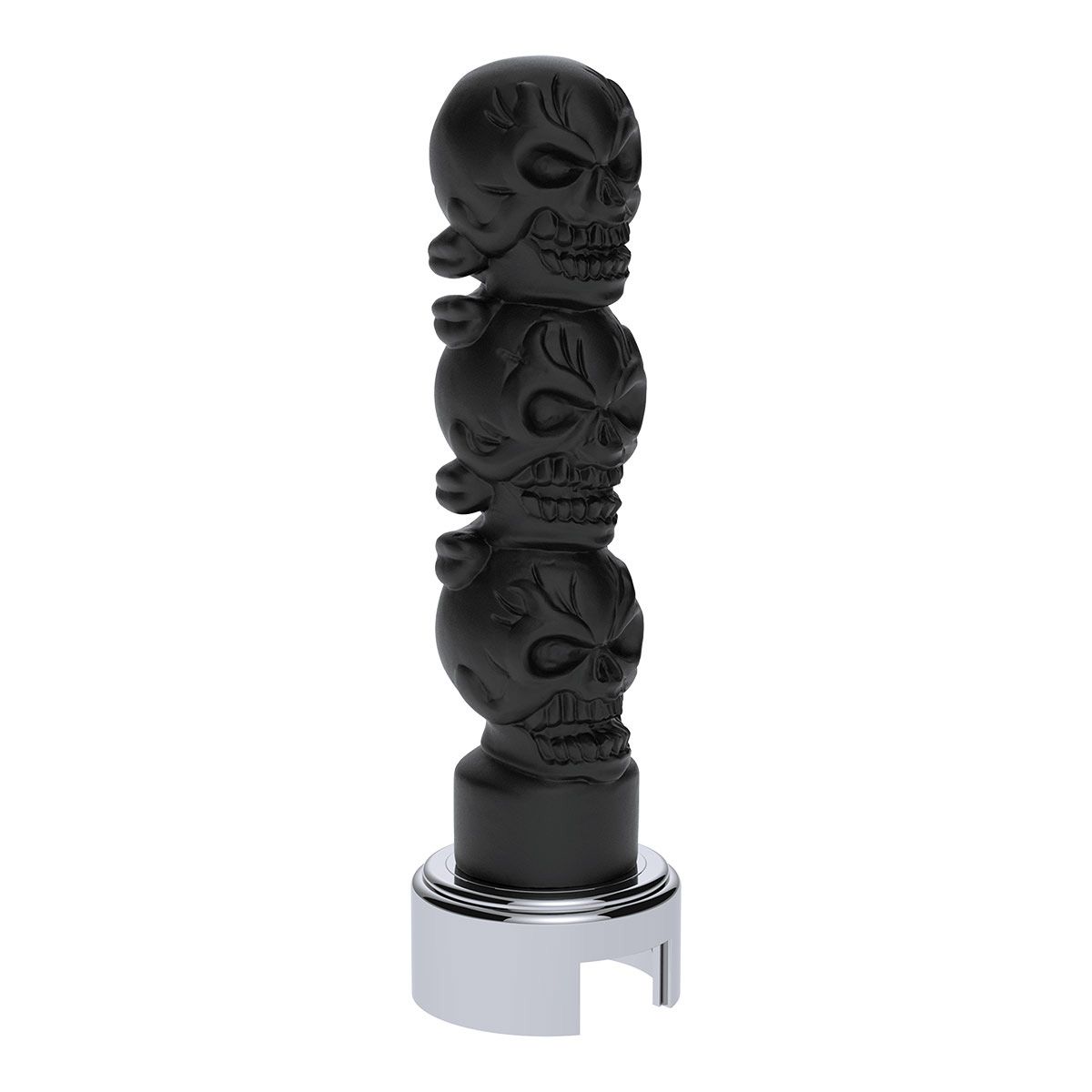Thread-On 3-Skull Gearshift Knob With Adapter For Eaton-Fuller 13/15/18 Speed Shifter-Matte Black