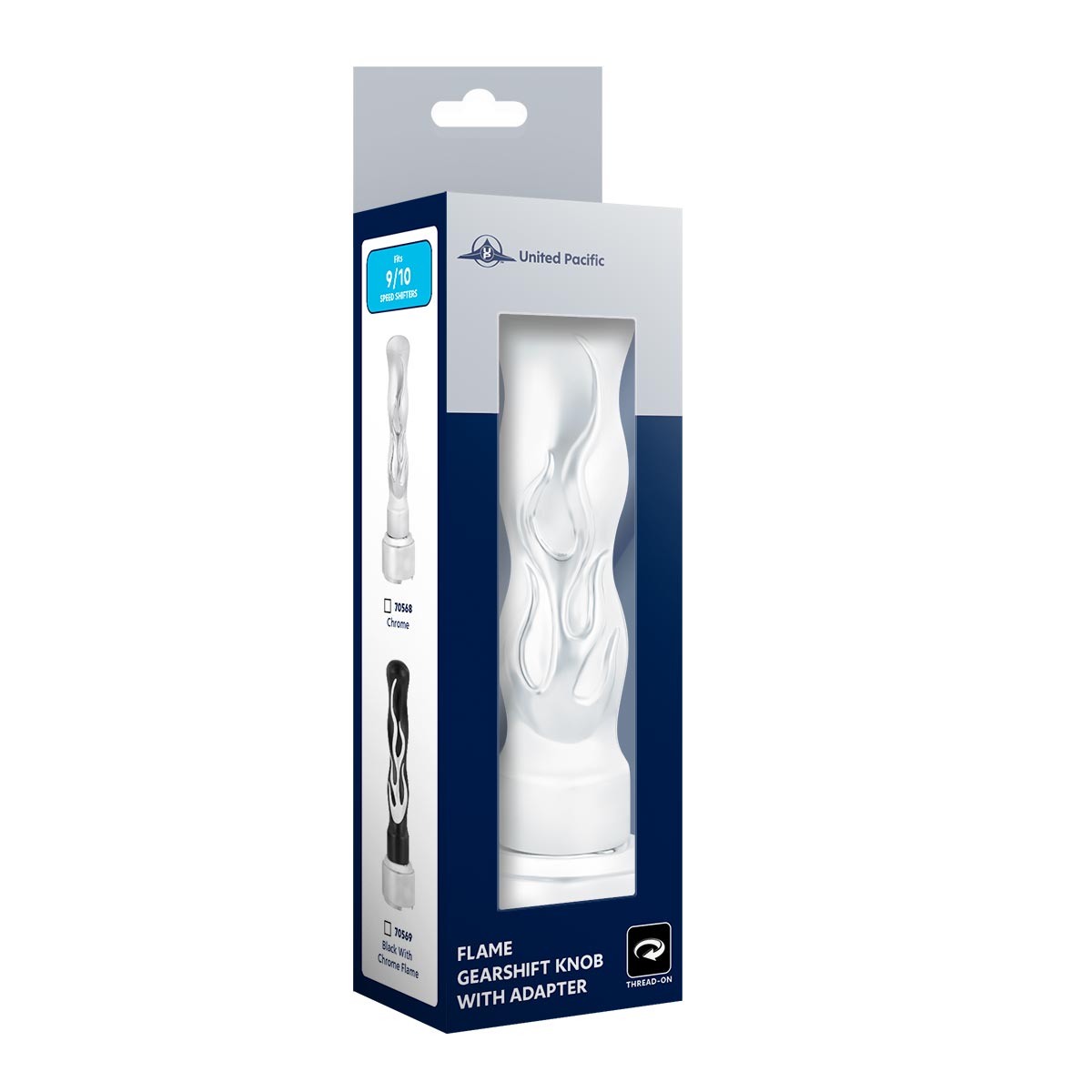 Thread-On Flame Gearshift Knob With Adapter For Eaton Fuller 9/10 Speed - Chrome - Thumbnail 5