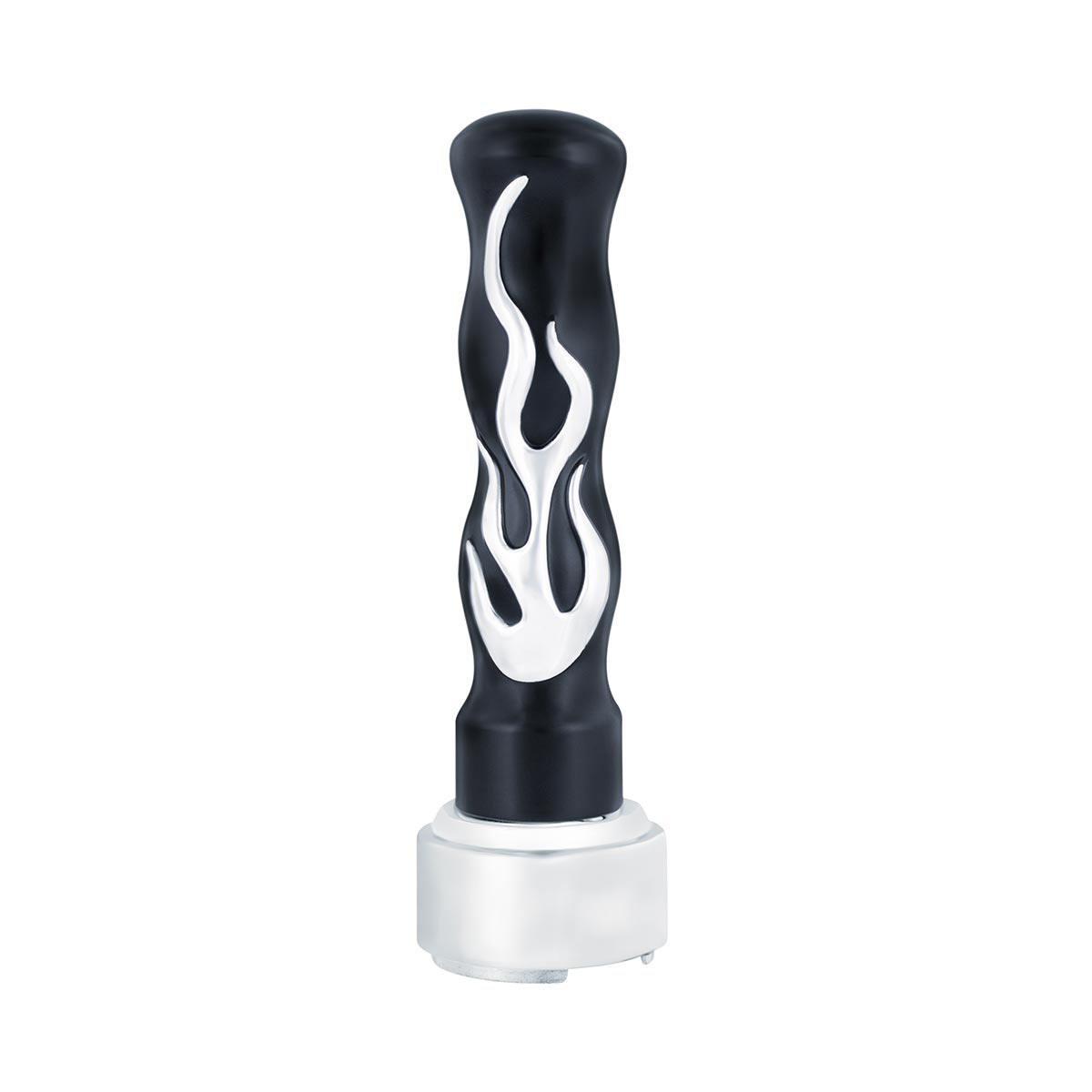Thread-On Flame Gearshift Knob With Adapter For Eaton Fuller 9/10 Speed - Black With Chrome Flame - Thumbnail 6
