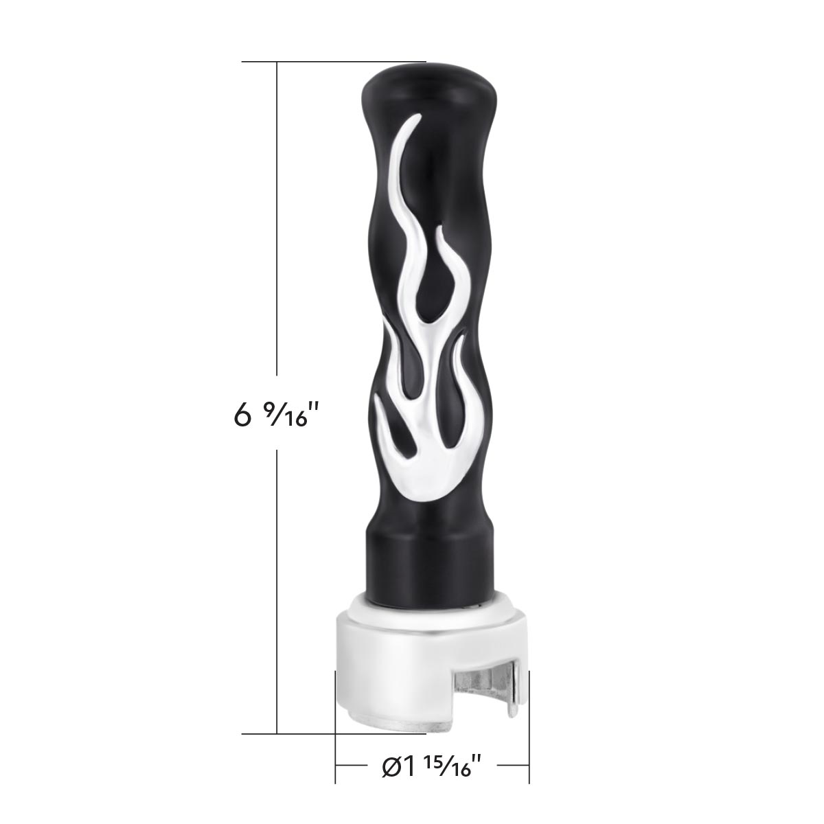 Thread-On Flame Gearshift Knob With Adapter For Eaton Fuller 13/15/18 Speed - Black With Chrome Flame - Thumbnail 4