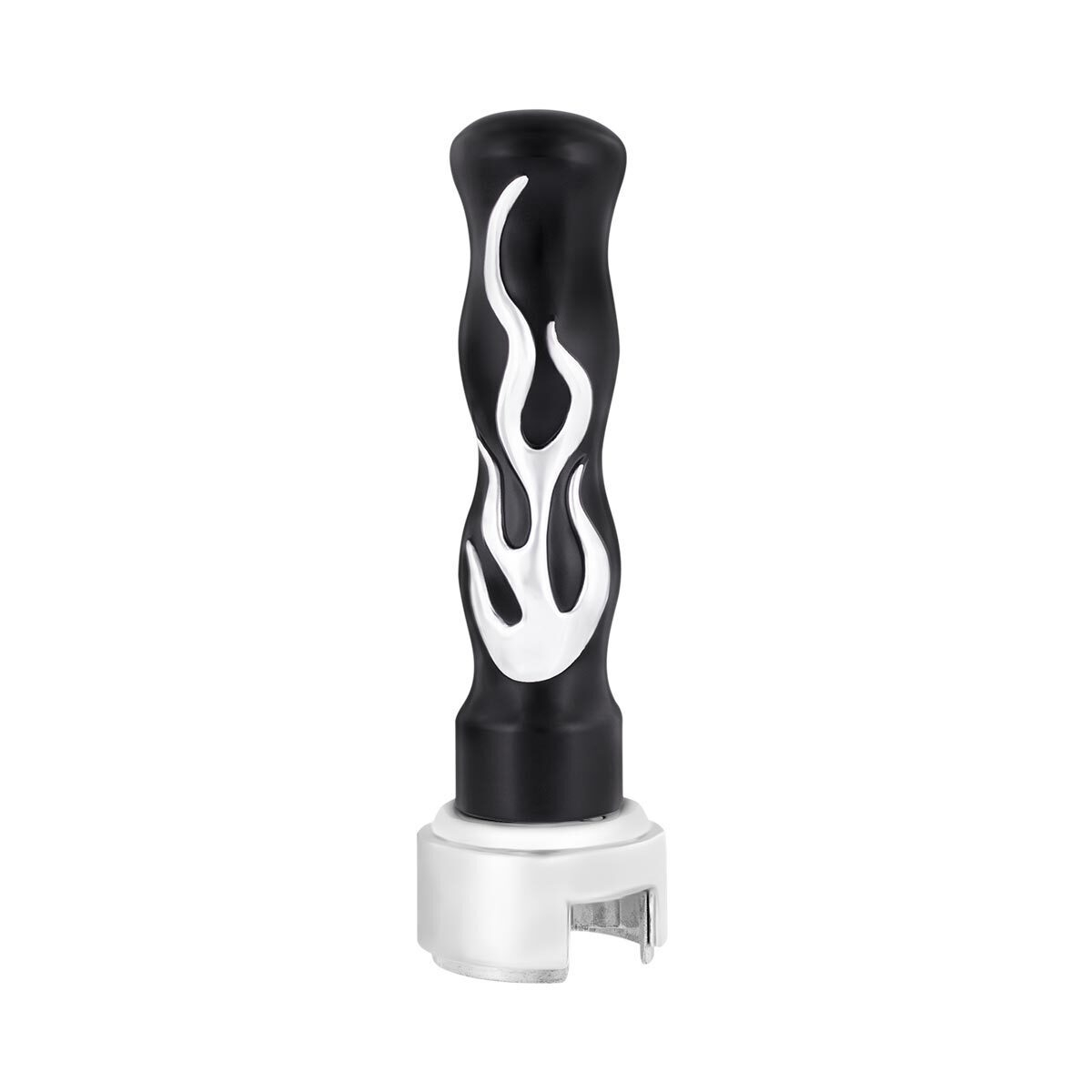 Thread-On Flame Gearshift Knob With Adapter For Eaton Fuller 13/15/18 Speed - Black With Chrome Flame - Thumbnail 6