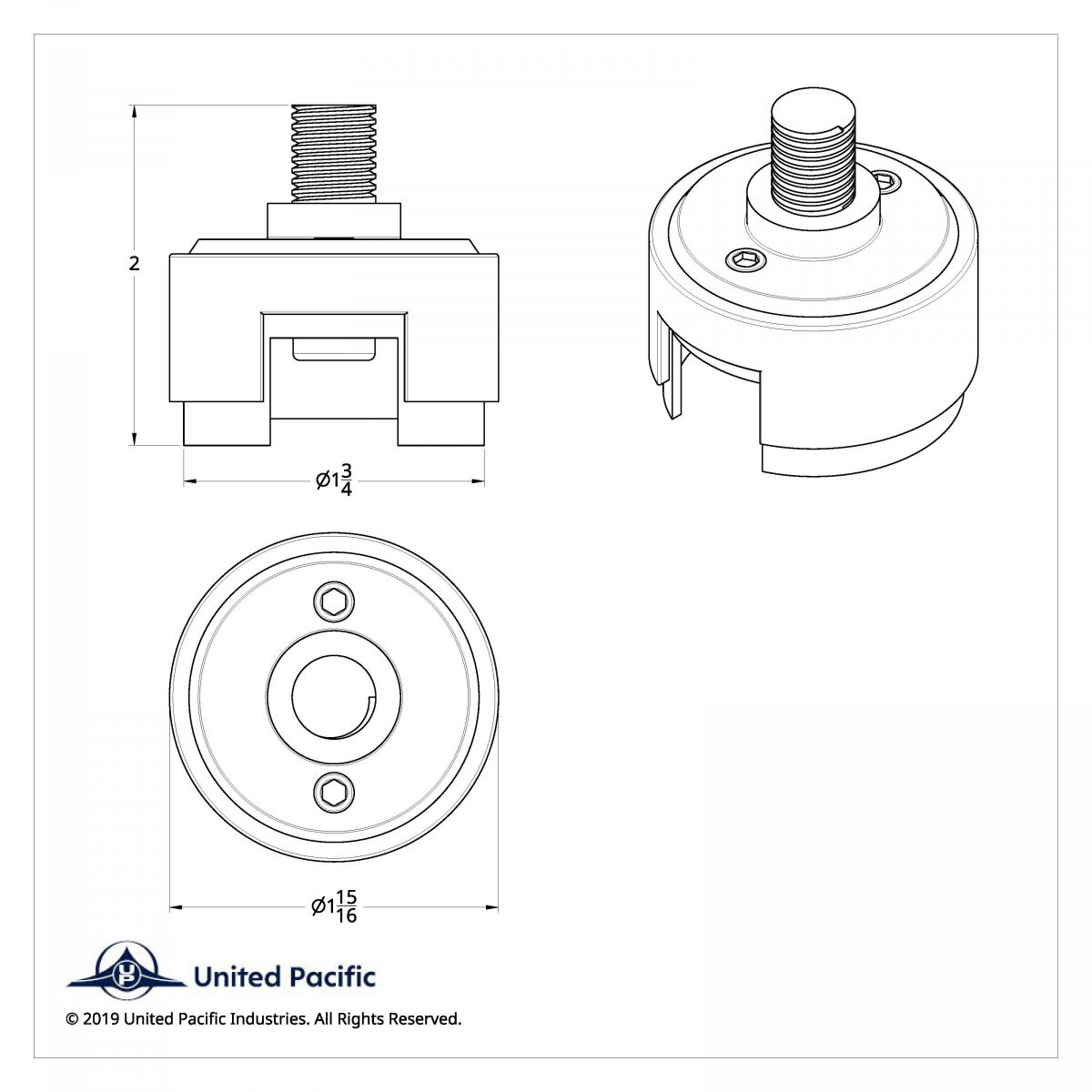 1/2"-13 Thread-On Shift Knob Mounting Adapter For Eaton Fuller Style 13/15/18 Shifter - Chrome (Bulk) - Thumbnail 6