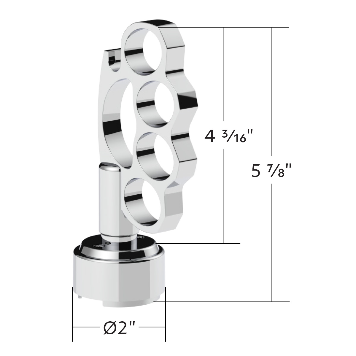 Thread-On Knuckle Gearshift Knob With Chrome 13/15/18 Speed Adapter - Chrome - Thumbnail 7