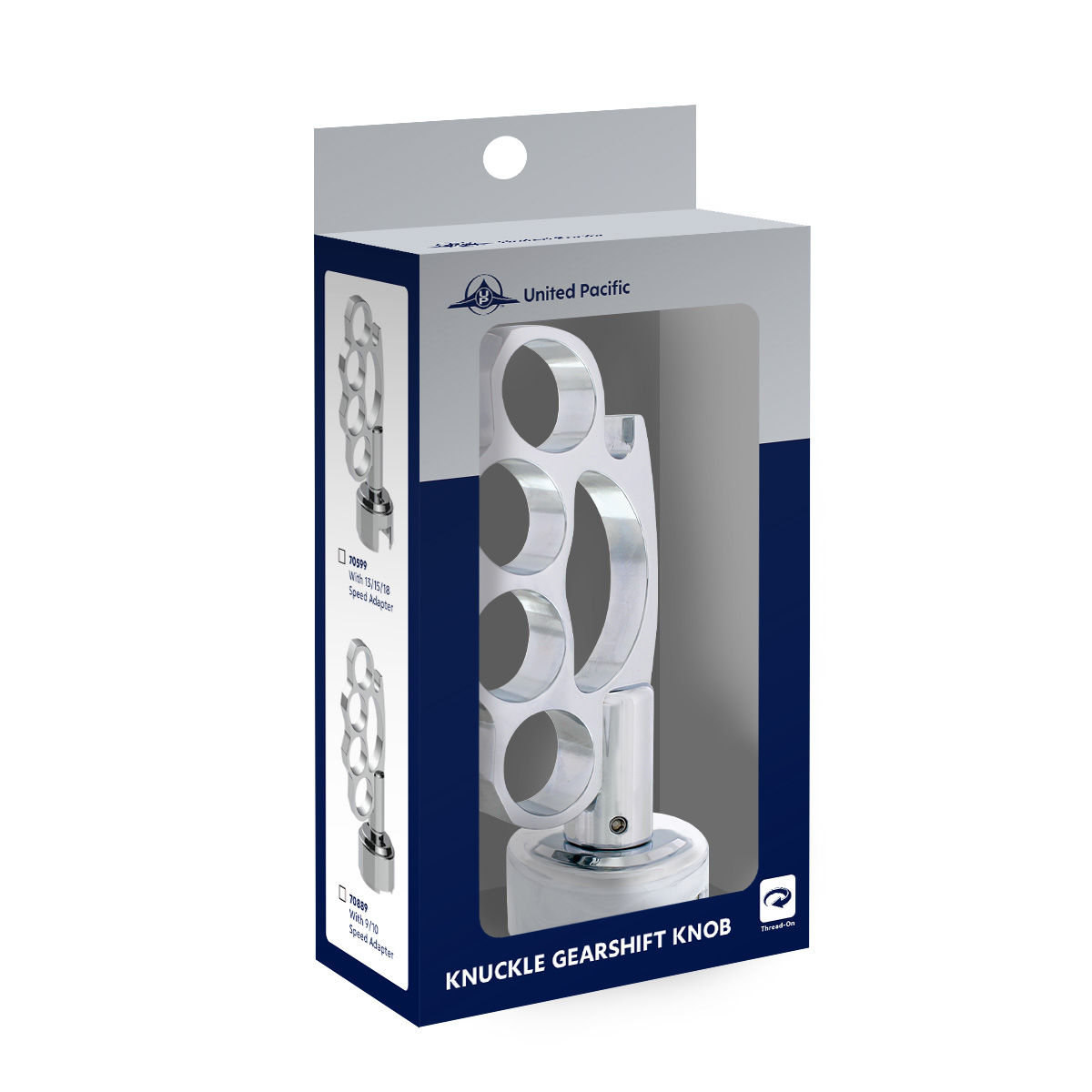 Thread-On Knuckle Gearshift Knob With Chrome 13/15/18 Speed Adapter - Chrome - Thumbnail 8