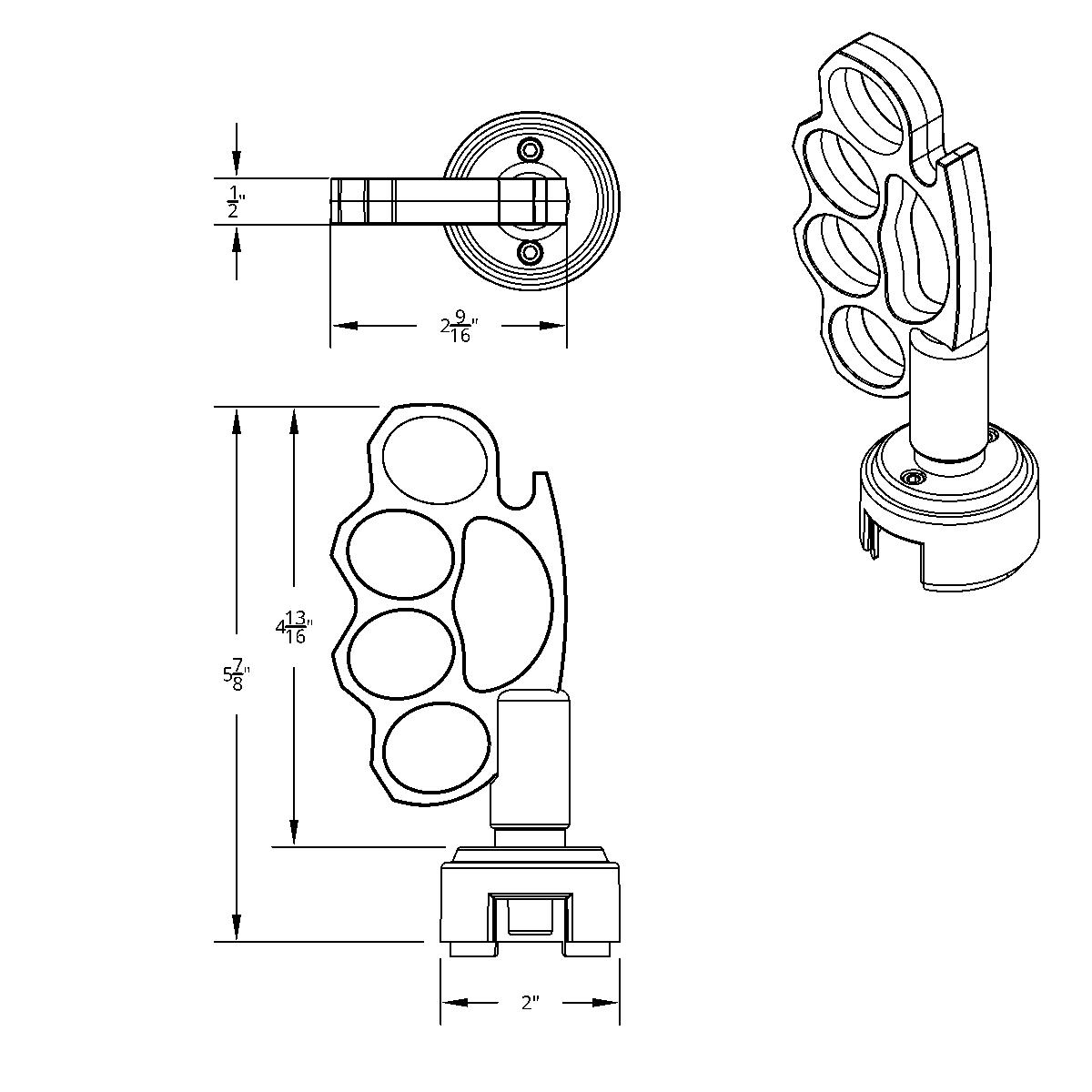 Thread-On Knuckle Gearshift Knob With Chrome 13/15/18 Speed Adapter - Chrome - Thumbnail 9