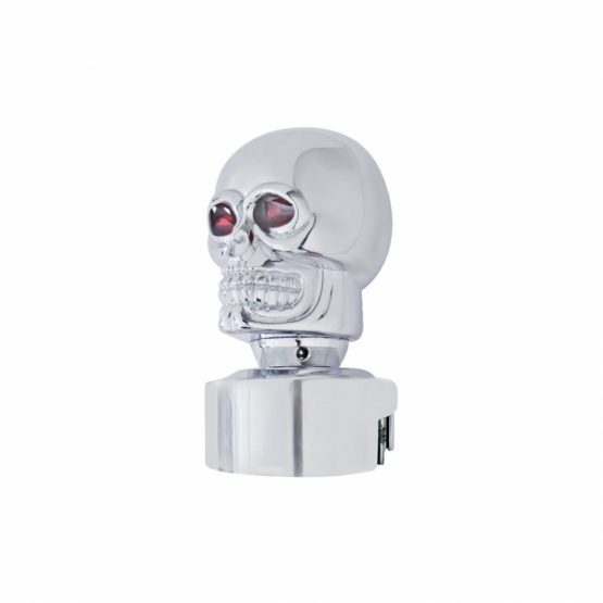 Skull Head Gearshift Knob With 13/15/18 Speed Adapter - Chrome