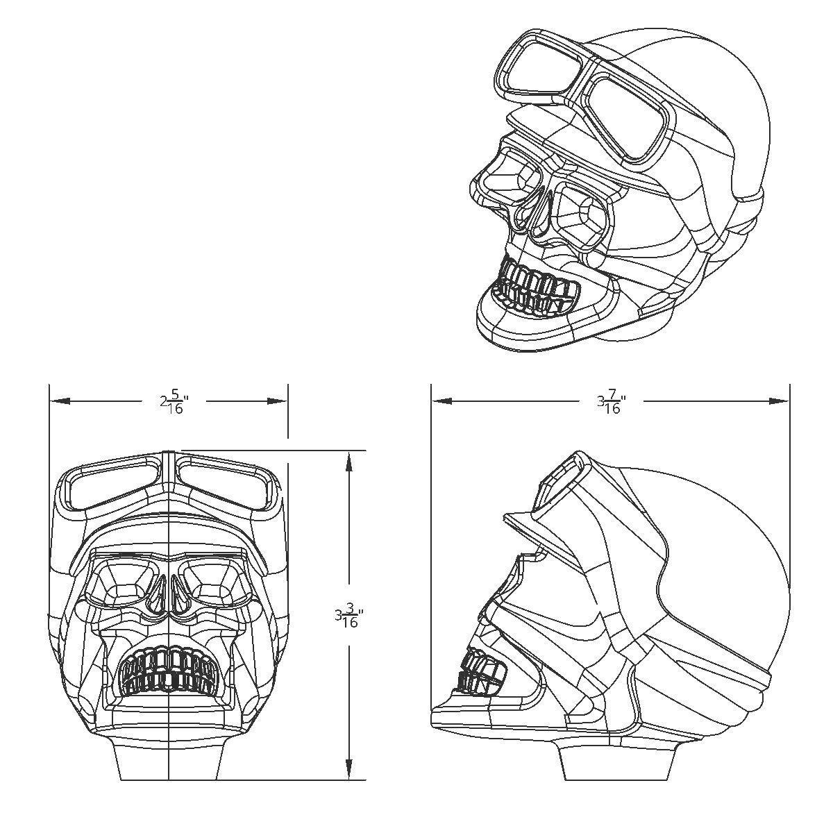 Skull Biker Gearshift Knob Only - Chrome (Bulk) - Thumbnail 5