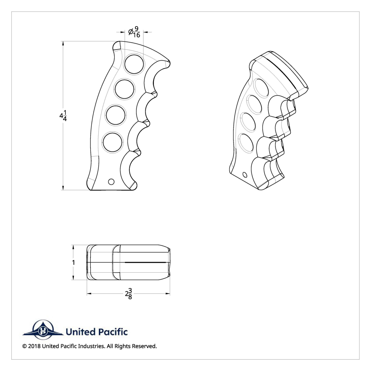 Gatling Style Pistol Grip Gearshift Knob - Chrome - Thumbnail 5