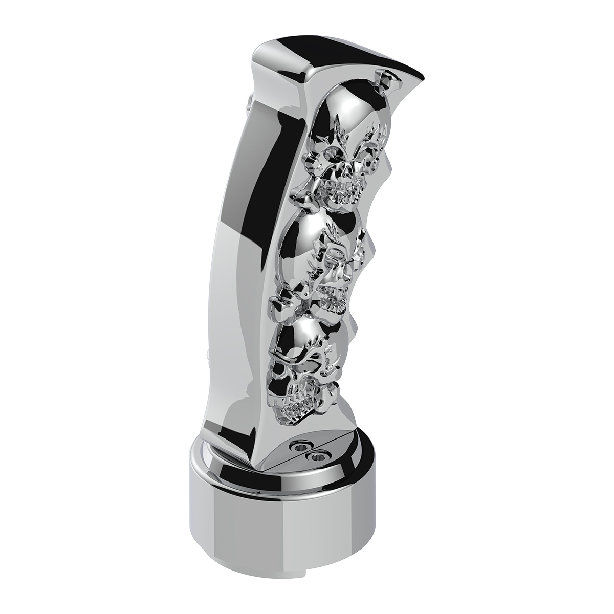 Thread-On Skulls Pistol Grip Gearshift Knob With 13/15/18 Speed Adapter - Chrome - Thumbnail 5
