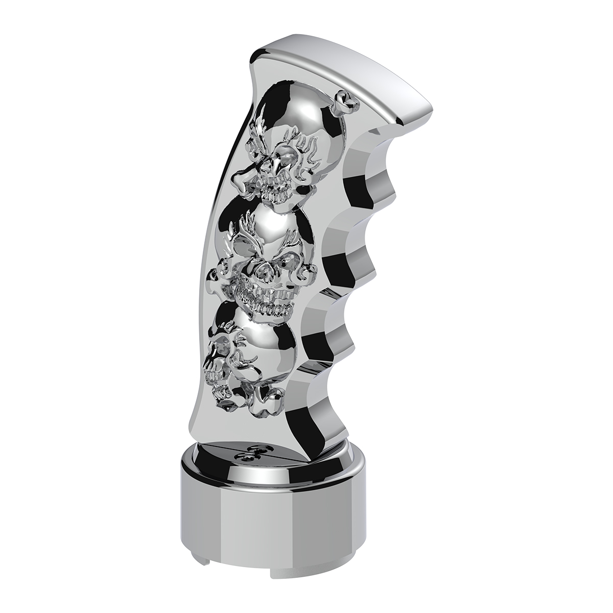 Thread-On Skulls Pistol Grip Gearshift Knob With 13/15/18 Speed Adapter - Chrome - Thumbnail 6
