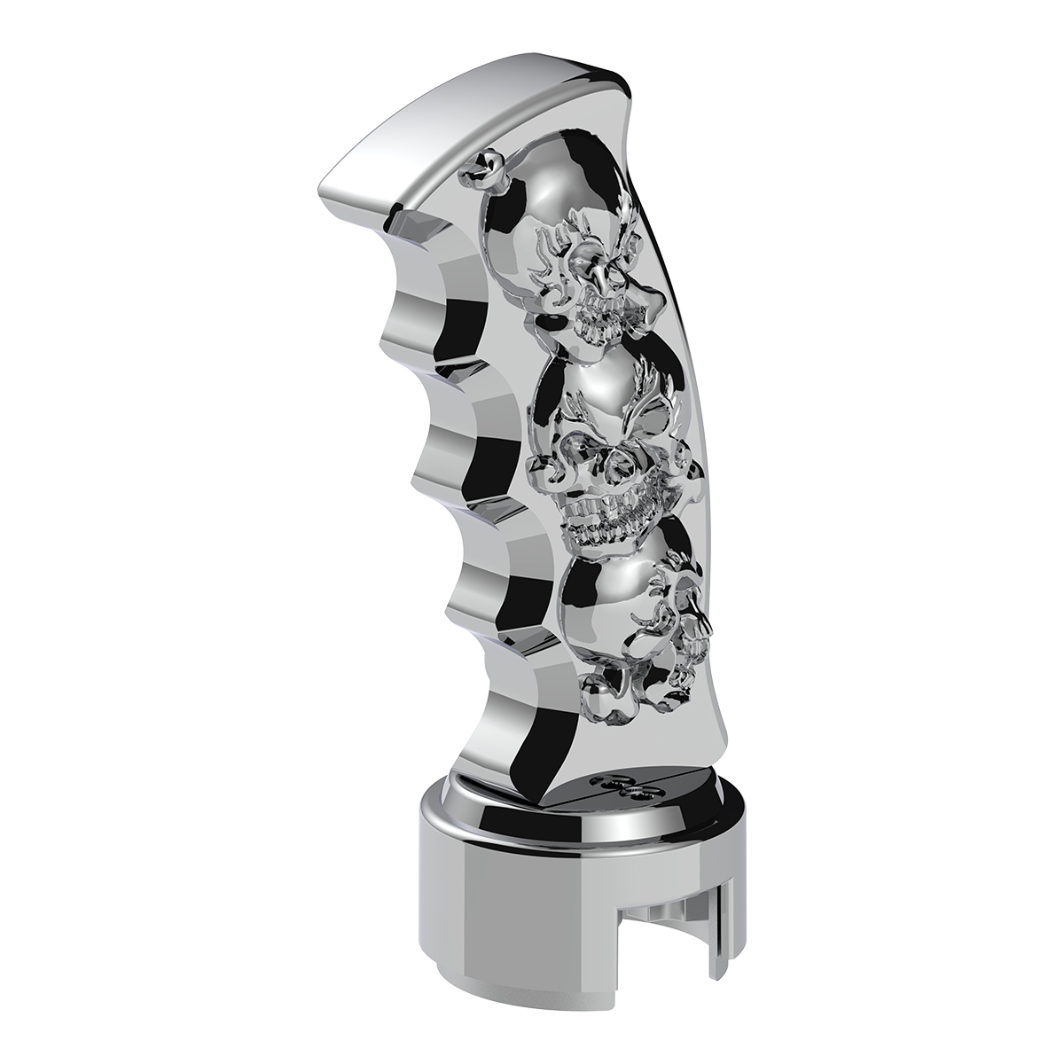 Thread-On Skulls Pistol Grip Gearshift Knob With 13/15/18 Speed Adapter - Chrome - Thumbnail 9