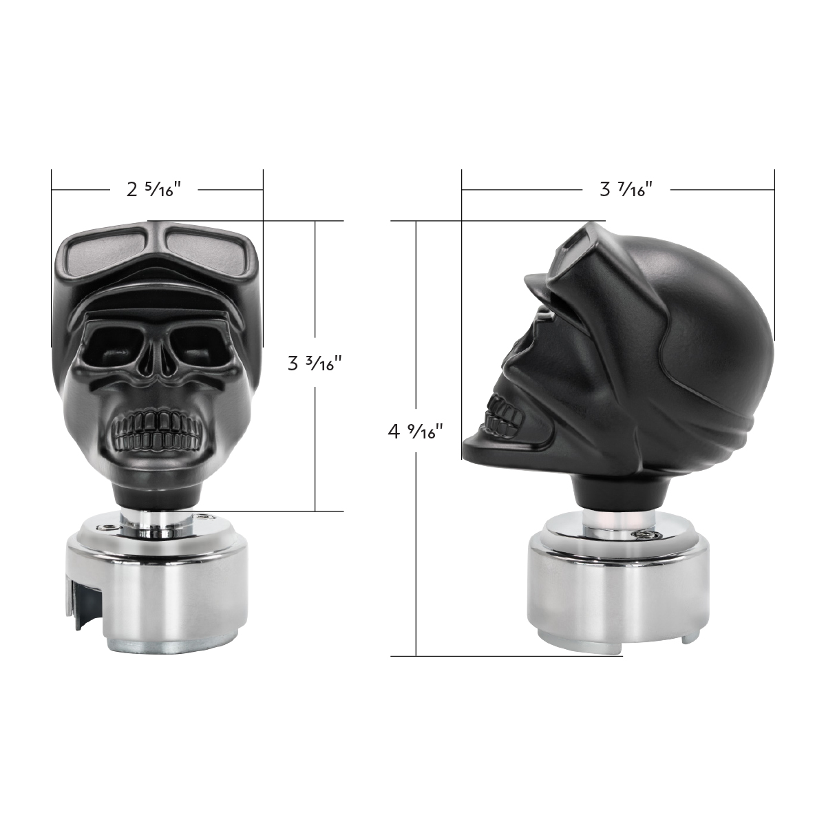 Skull Biker Gearshift Knob With 13/15/18 Speed Adapter - Black - Thumbnail 5