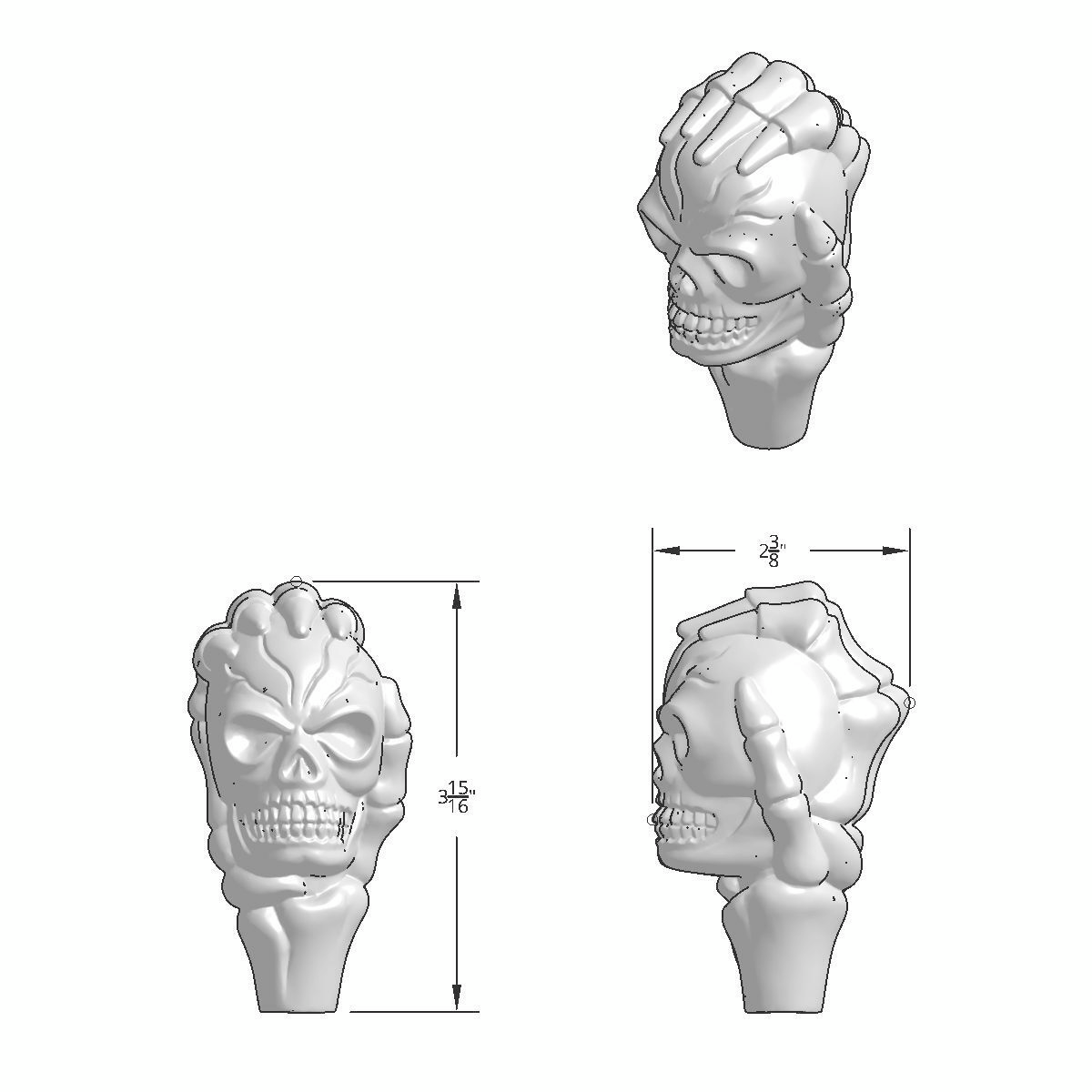 Skull Gearshift Knob - Black - Thumbnail 7