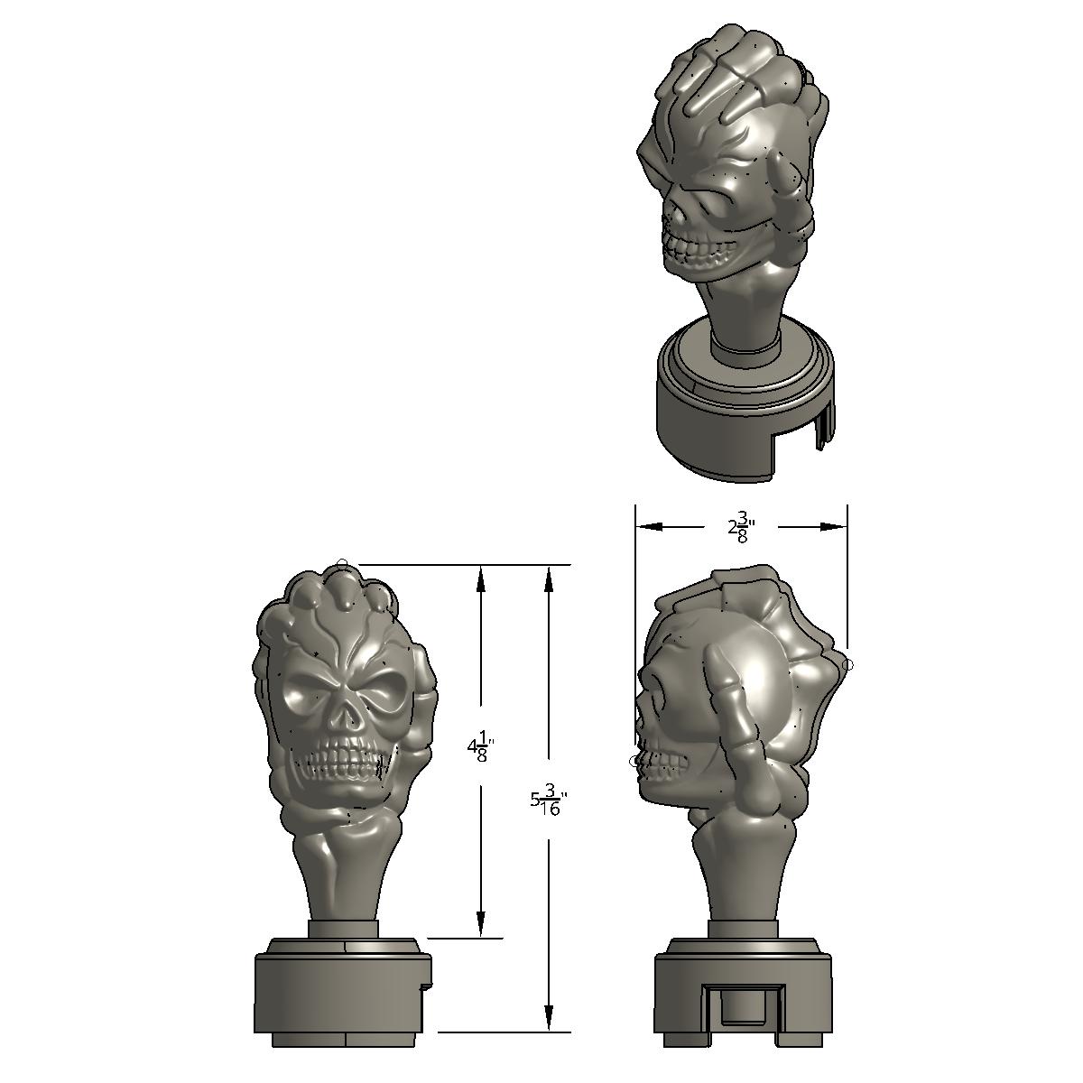 Thread-On Skull Gearshift Knob With 13/15/18 Speed Adapter - Chrome - Thumbnail 8