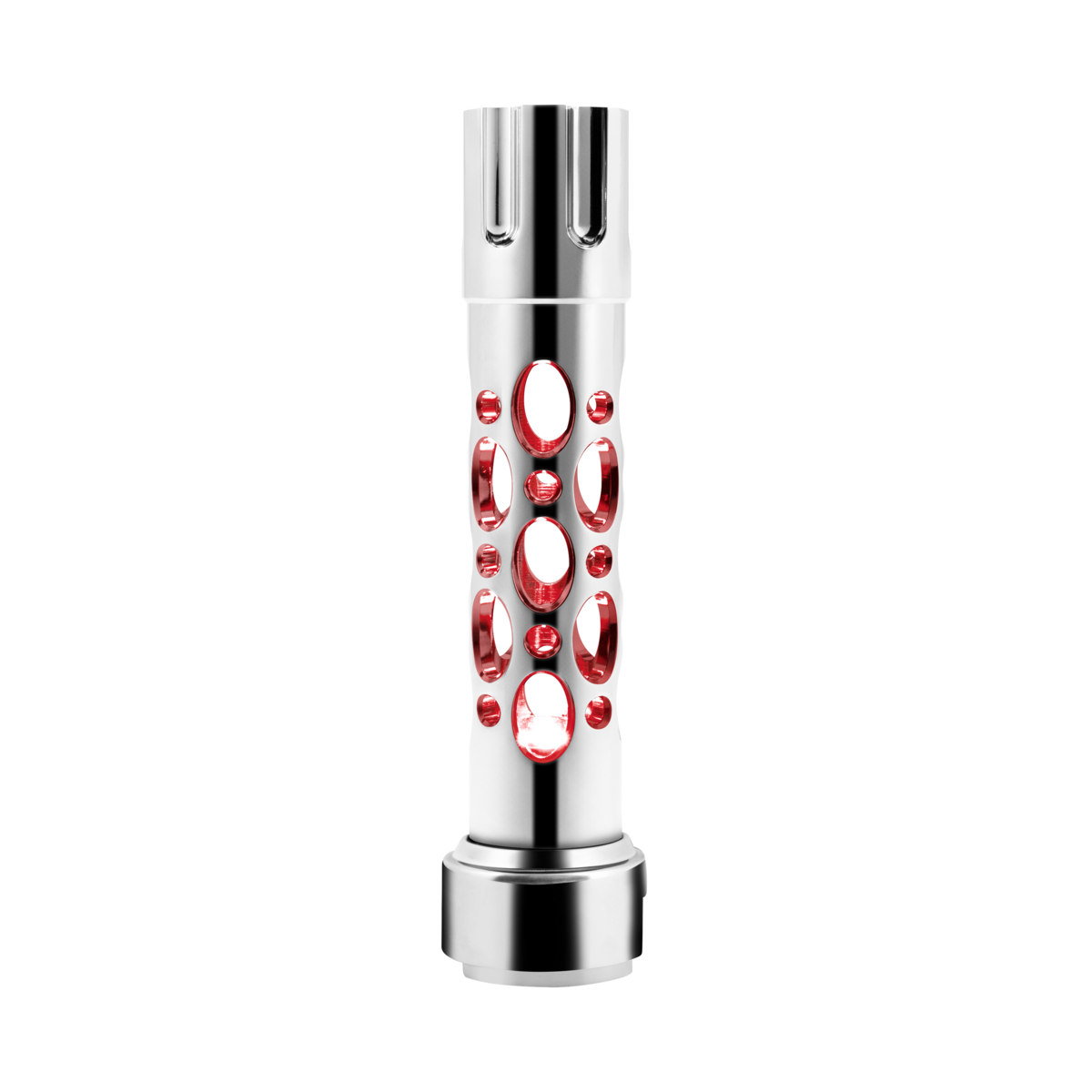 Austin Style Gun Cylinder Gearshift Knob With LED 13/15/18 Speed Adapter - Chrome/Red LED - Thumbnail 4