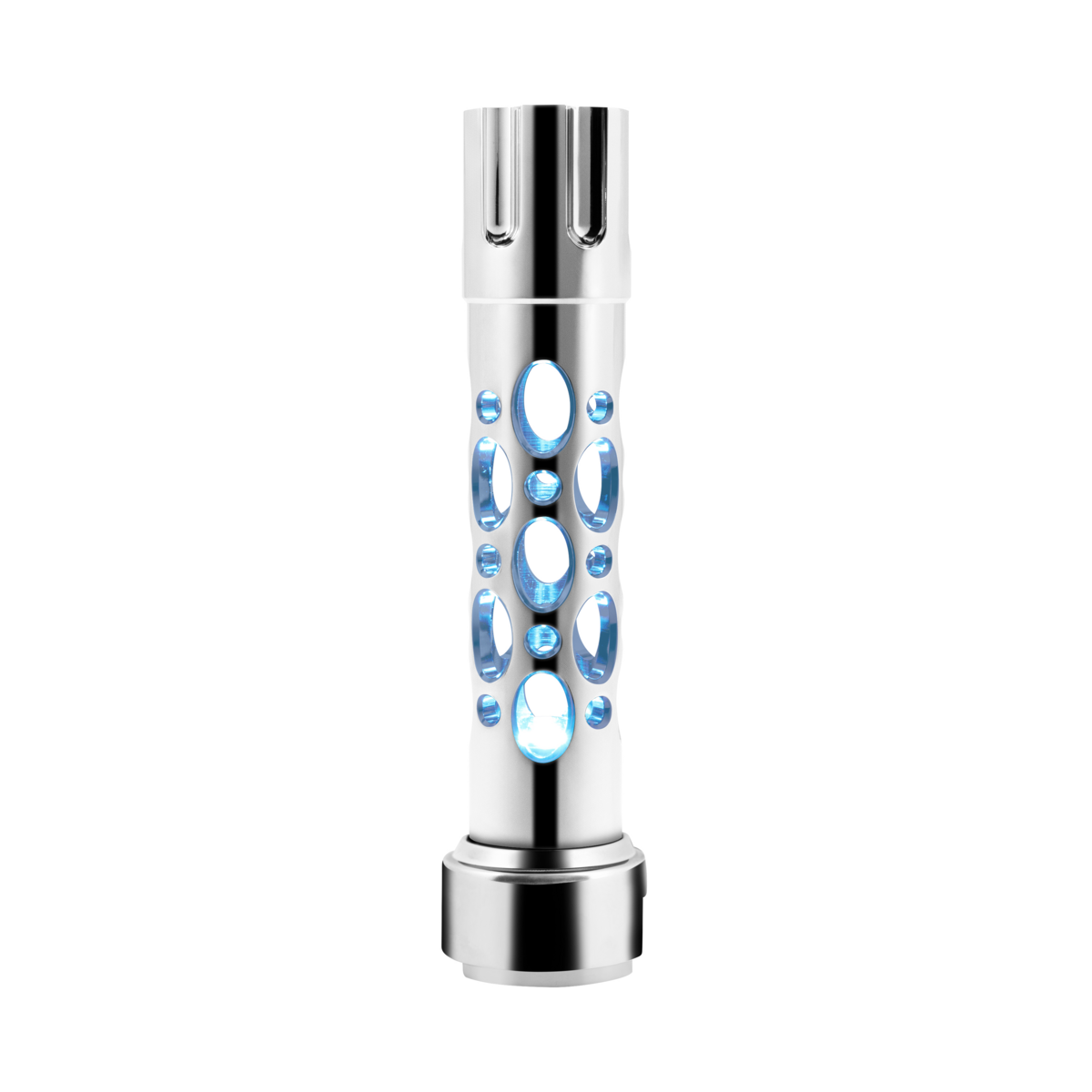 Austin Style Gun Cylinder Gearshift Knob With LED 13/15/18 Speed Adapter - Chrome/Blue LED - Thumbnail 4