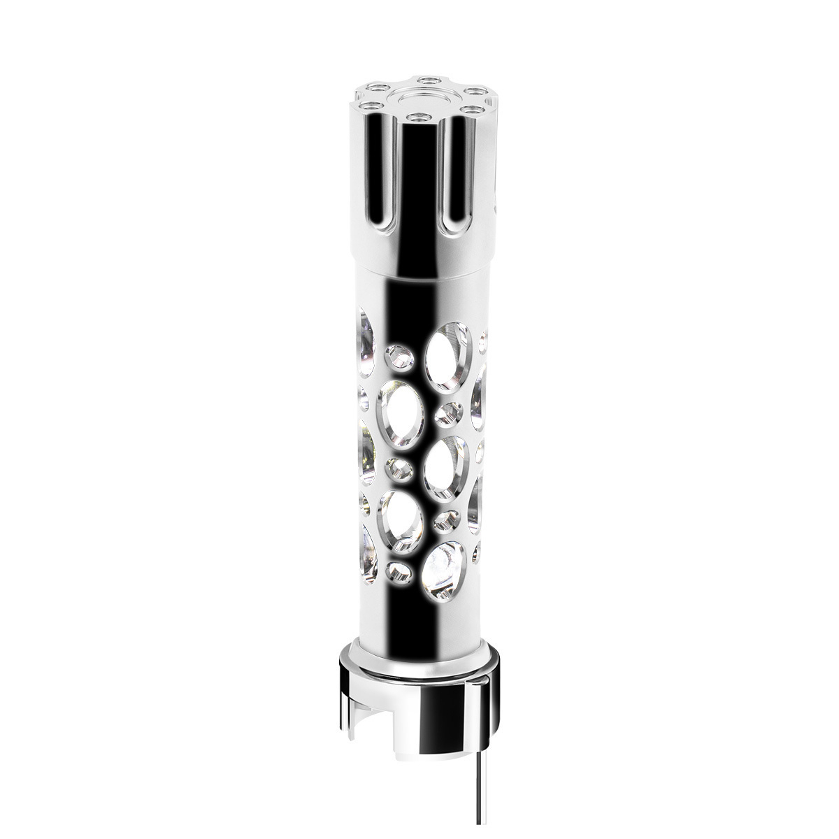 Austin Style Gun Cylinder Gearshift Knob With LED 13/15/18 Speed Adapter - Chrome/White LED - Thumbnail 11