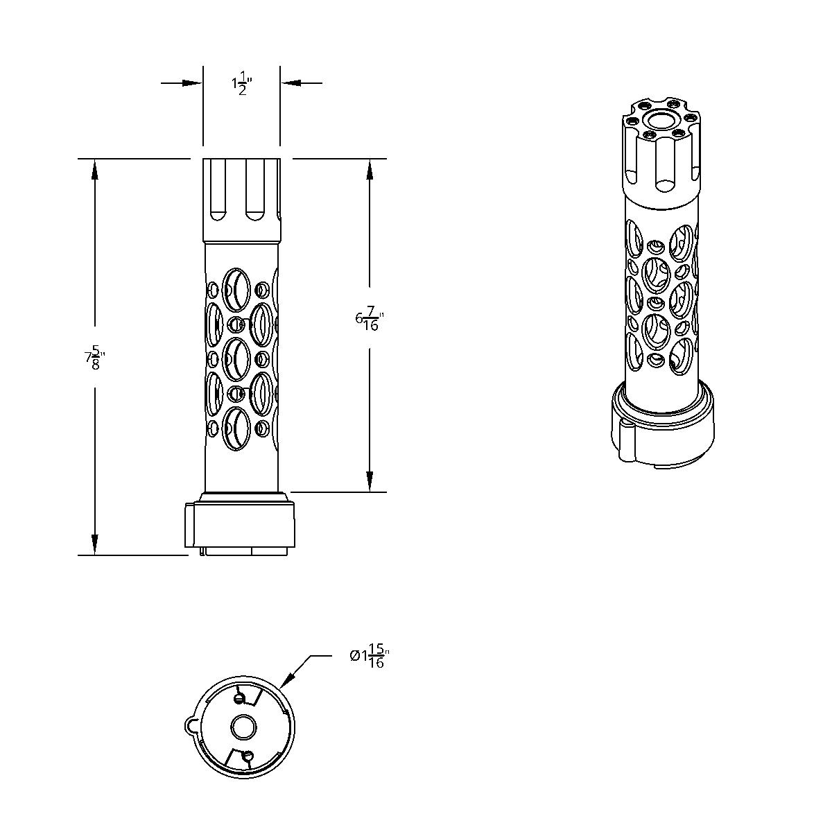 Austin Style Gun Cylinder Gearshift Knob With LED 9/10 Speed Adapter - Chrome/Amber LED - Thumbnail 3