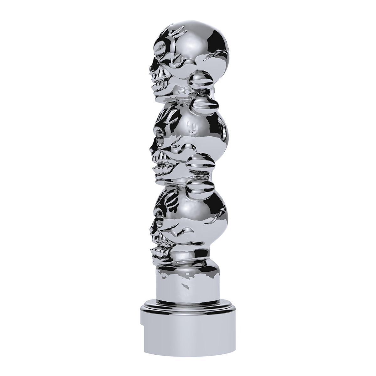 Thread-On 3-Skull Gearshift Knob With Adapter For Eaton-Fuller 13/15/18 Speed Shifter- Chrome - Thumbnail 3