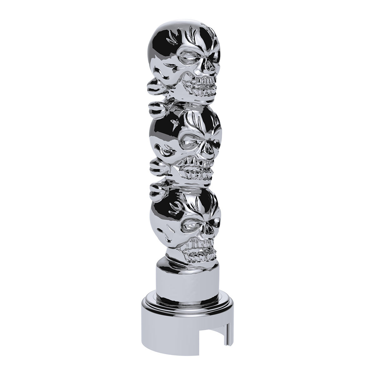 Thread-On 3-Skull Gearshift Knob With Adapter For Eaton-Fuller 13/15/18 Speed Shifter- Chrome - Thumbnail 9
