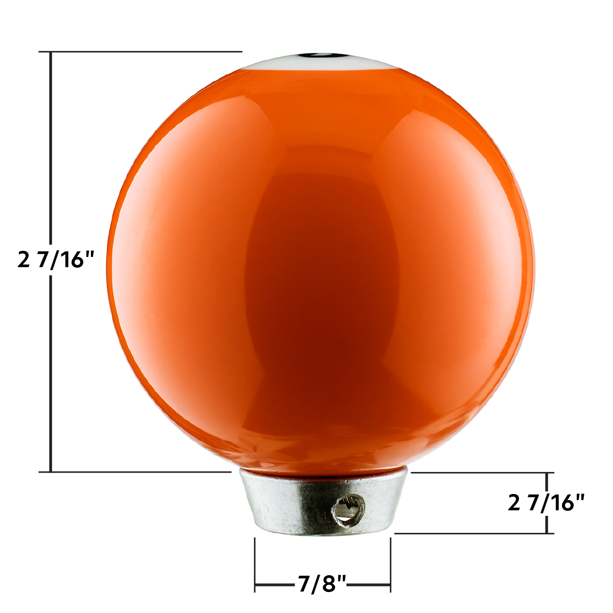Number 5 Pool Ball Gearshift Knob - Gloss Orange - Thumbnail 4