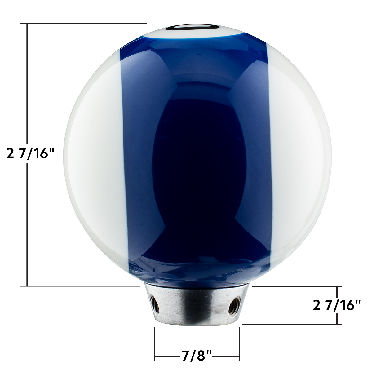 Number 10 Pool Ball Gearshift Knob - Gloss Blue Striped - Thumbnail 3