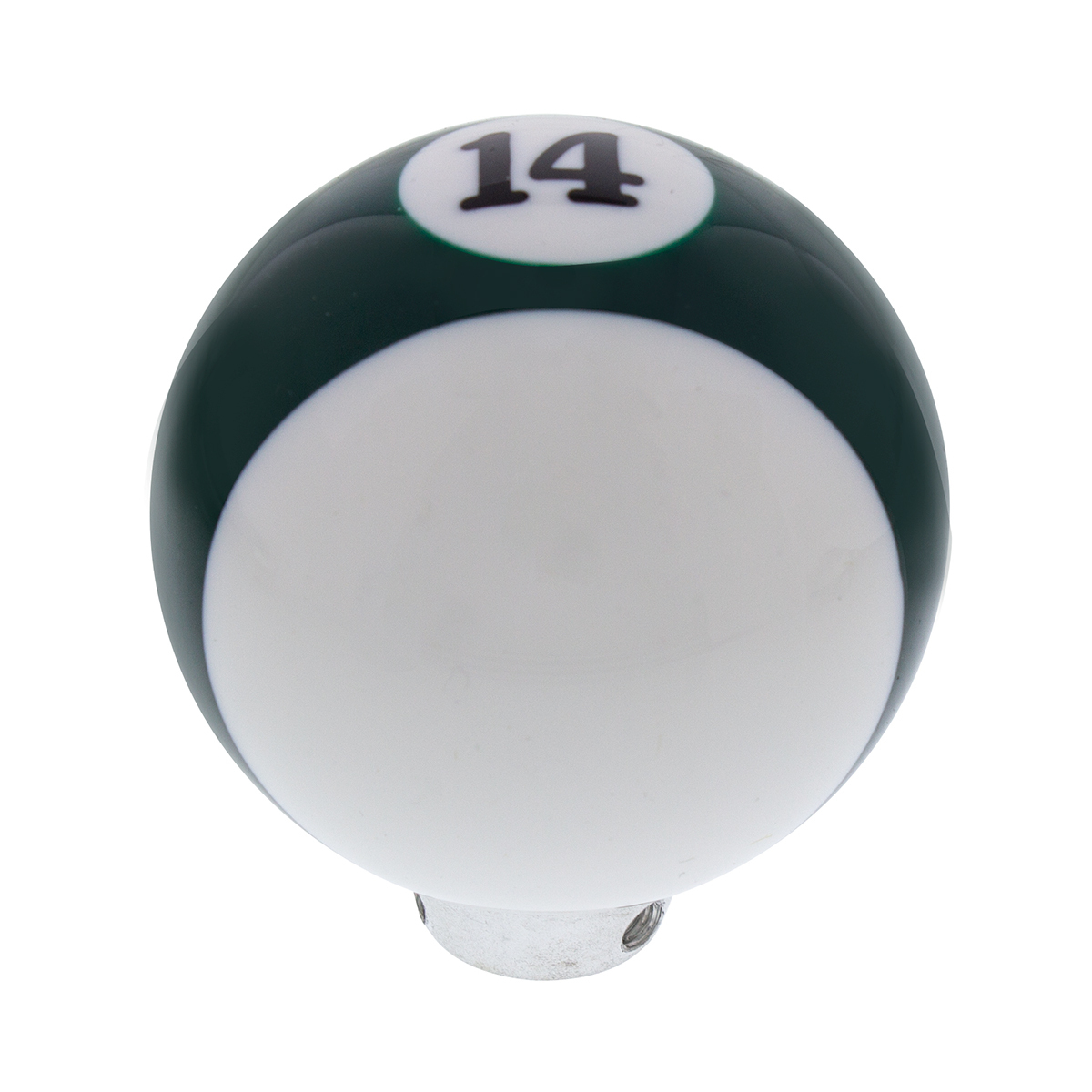 Number 14 Pool Ball Gearshift Knob - Gloss Green Striped - Thumbnail 4