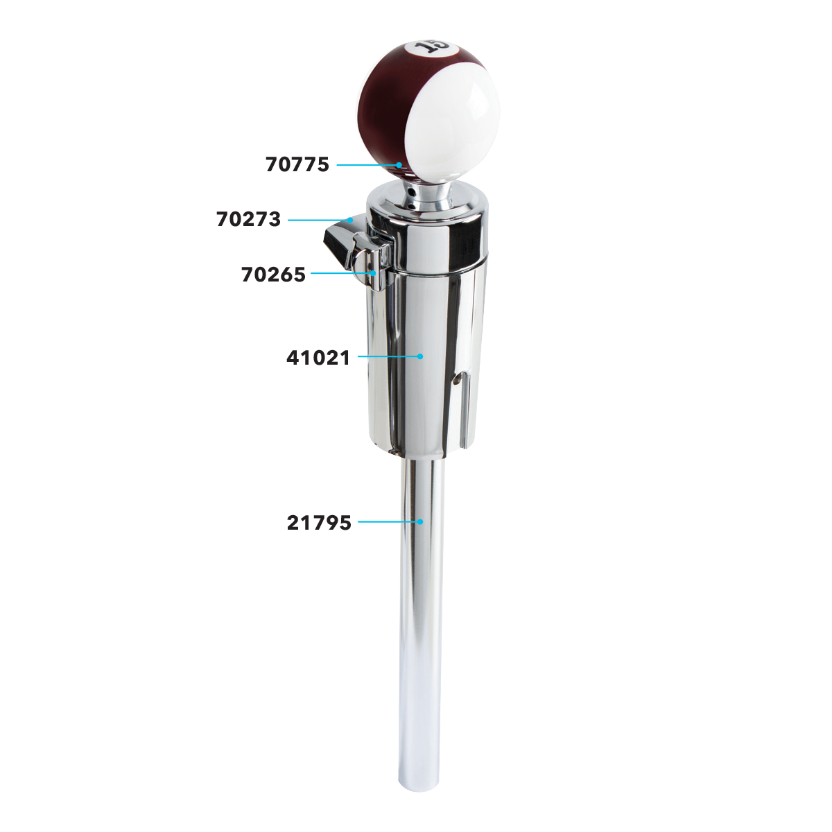 Number 15 Pool Ball Gearshift Knob For 13/15/18 Speed Eaton Style Shifters - Thumbnail 3