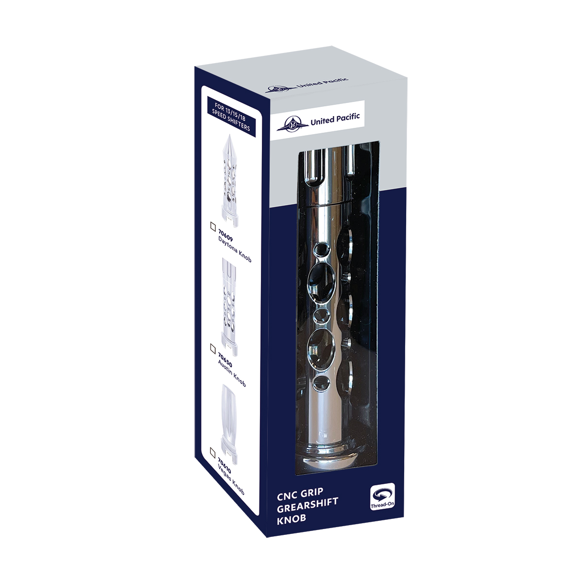 M30X3.5 Thread-On Austin Style Gearshift Knob With 9/10 Speed Adapter - Chrome/Vertical - Thumbnail 4