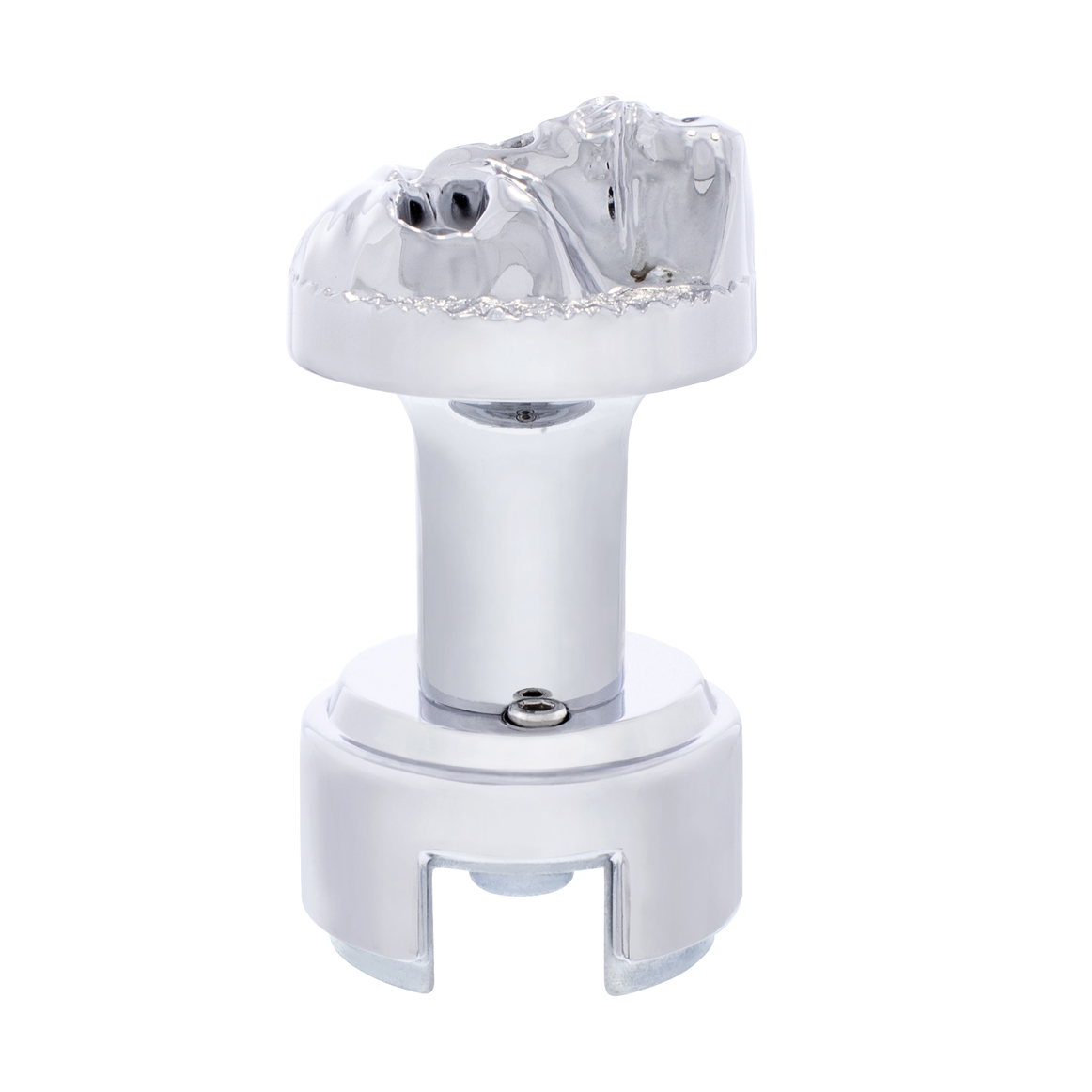 Skull Thread-On Gearshift Knob With 13/15/18 Speed Adapter - Chrome - Thumbnail 2