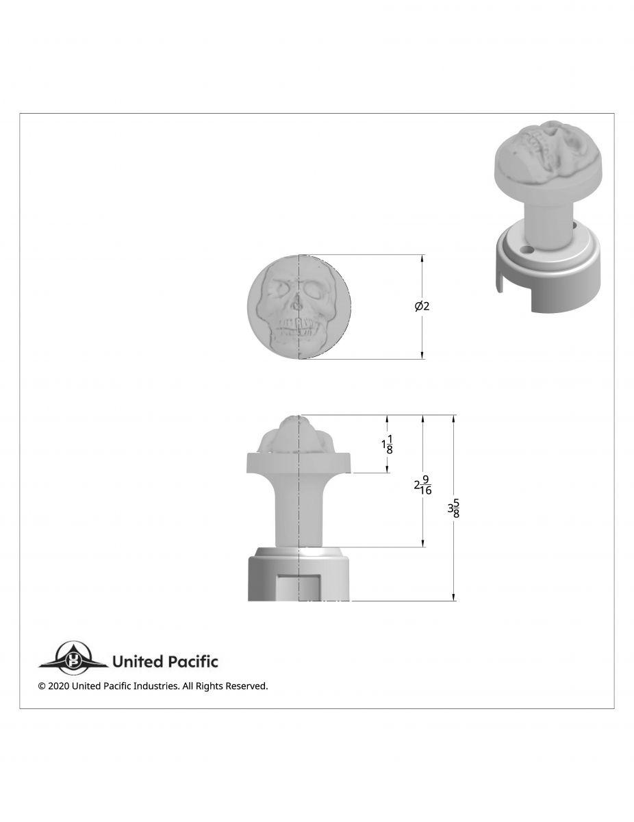 Skull Thread-On Gearshift Knob With 13/15/18 Speed Adapter - Chrome - Thumbnail 5