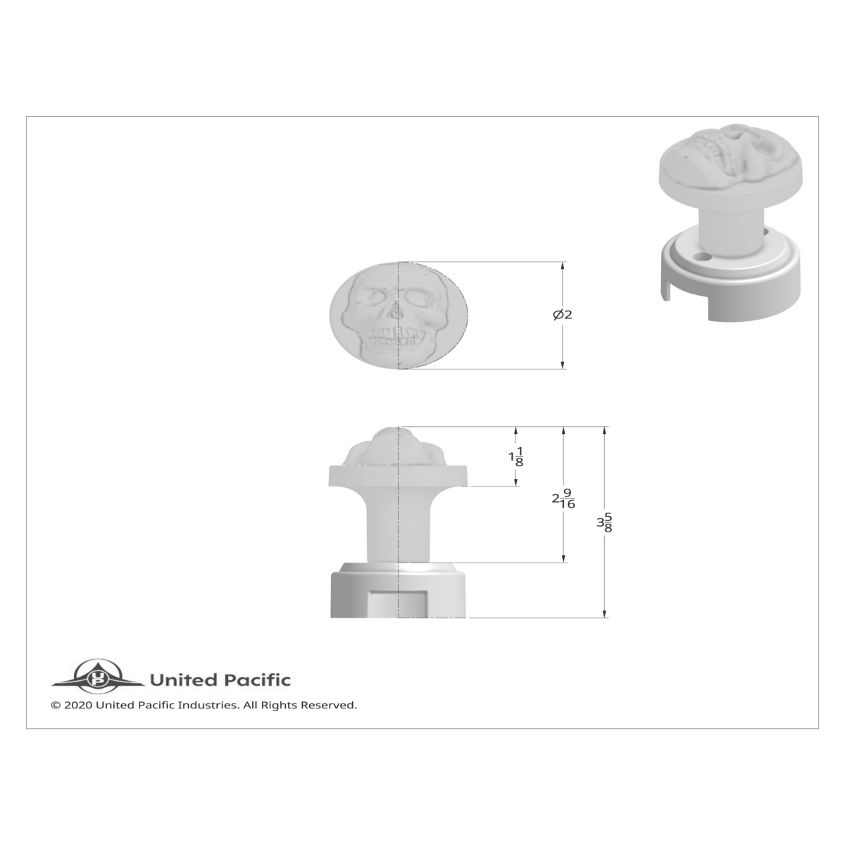 Skull Thread-On Gearshift Knob With 13/15/18 Speed Adapter - Chrome - Thumbnail 7