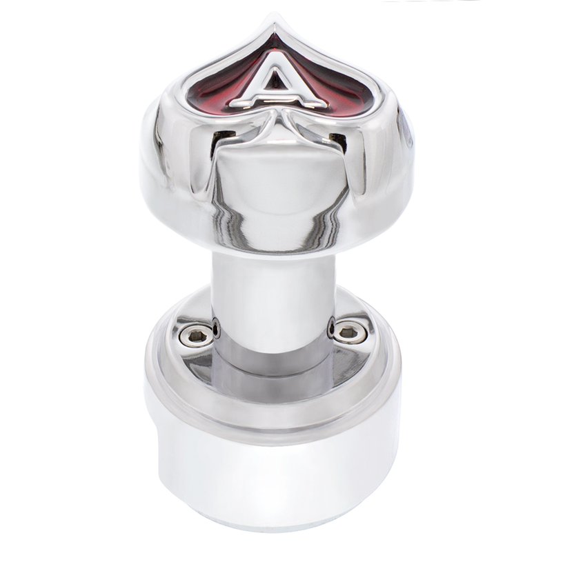 Ace of Spade Thread-On Gearshift Knob With 13/15/18 Speed Adapter - Chrome - Thumbnail 3